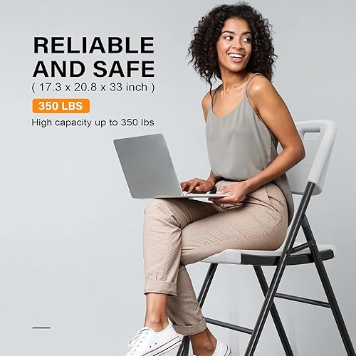 Miniatura 5 de Outvita 4 sillas plegables, 2 niveles moldeadas de plástico resistente para exteriores, fáciles de plegar y almacenar, adecuadas para interiores y