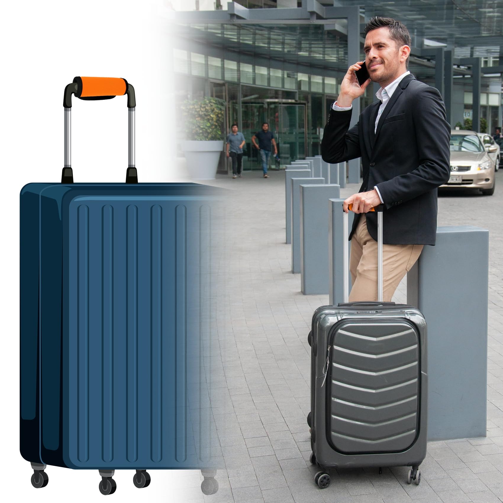 2 fundas para asa de equipaje, 5.5 x 6 pulgadas, identificadores de equipaje para maletas, identificador de maleta para avión, viajes, crucero, viajes (naranja)