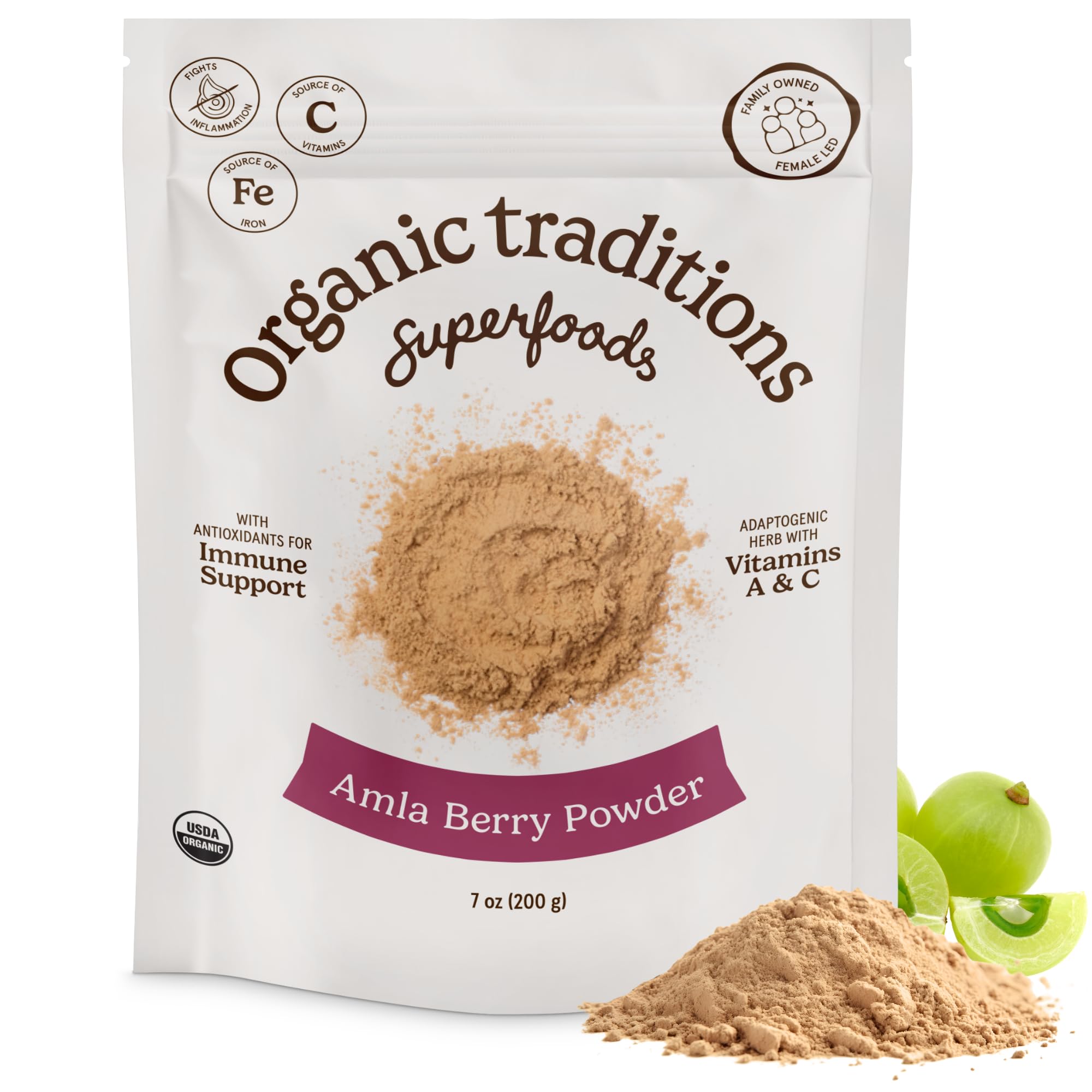Organic Traditions Amla Powder from Indian Gooseberry, Vitamin C, 7oz 7 Ounce (Pack of 1)