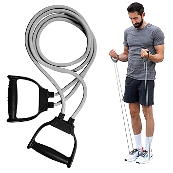 Resistance Tube | Exercise Resistance Band | Stretching Tube | Full Body Workout | Toning Tube | Gym Exercise Equipment | Fitness Accessories | Elastic Band for Men & Women (Grey) (Grey)