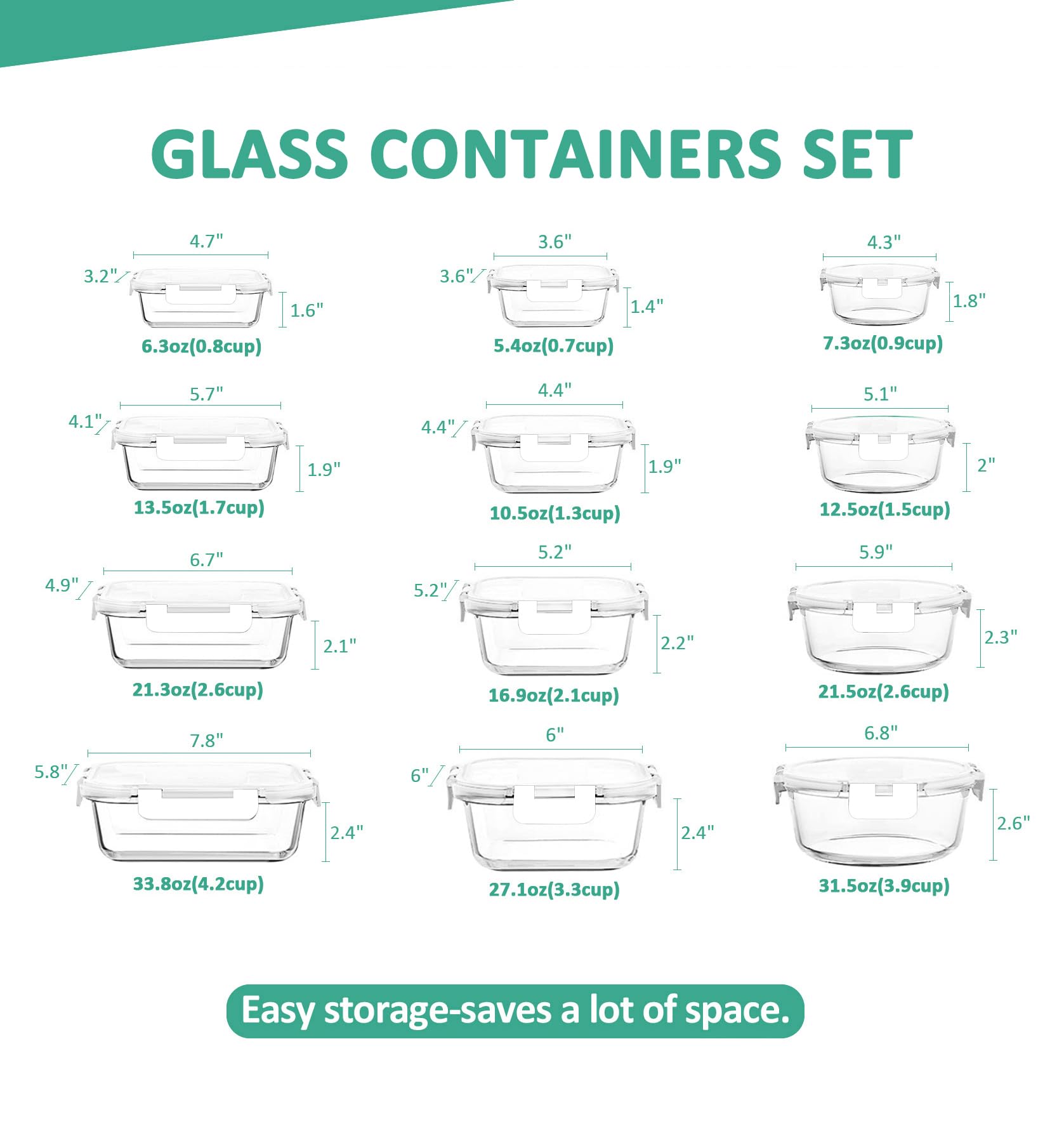 Container Glass Front Snapklik.com : KOMUEE 24 Pieces Glass Food Storage Containers Set,Glass ...