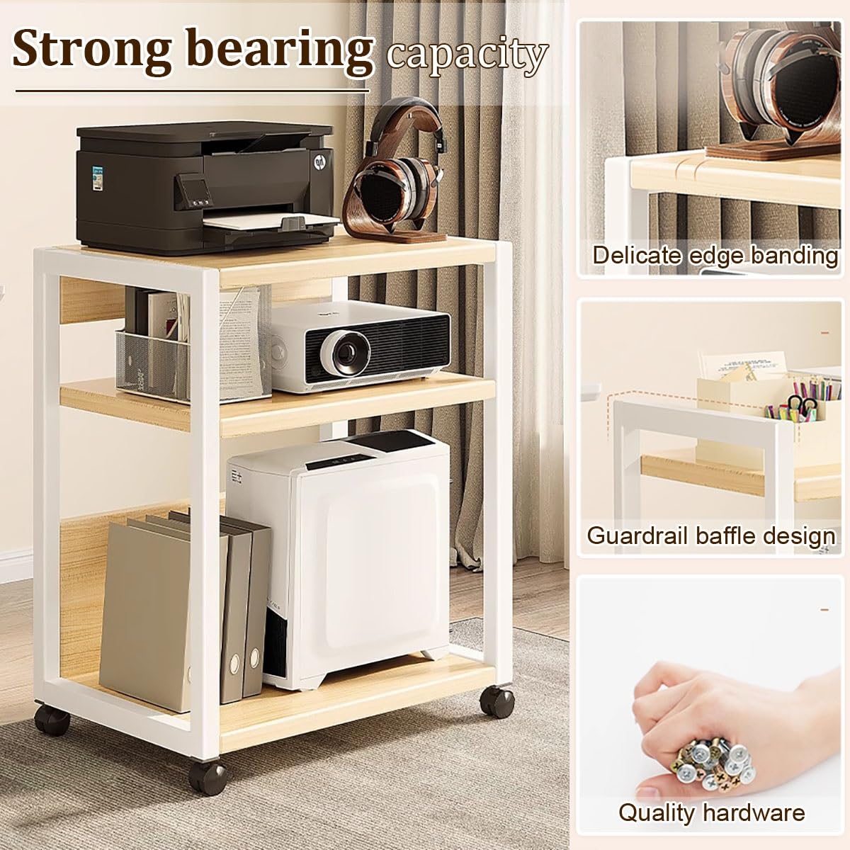 Support audio à roulettes à 5 niveaux avec roulettes pour la maison et le bureau, armoire stéréo pour salle d'enregistrement, noir, 51 x 40 x 136 cm, idéal pour ranger du matériel audio-vidéo