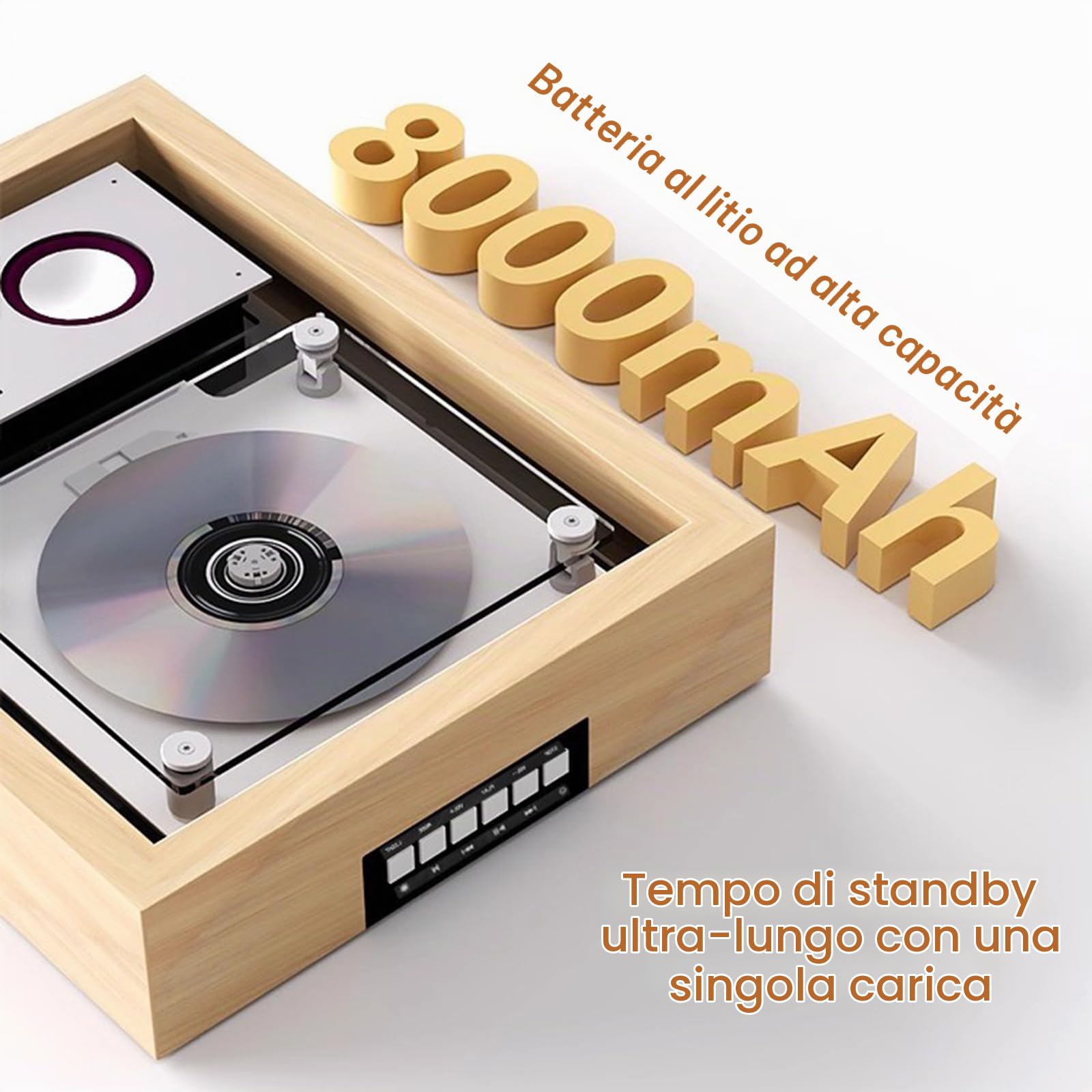 Lettore CD Music Frame, Lettore CD da Parete con Altoparlanti, Schermo LED, Illuminazione Ambientale, Telecomando, Uscita Bluetooth/AUX da 3,5 Mm, per La Casa, L'Ufficio E La Galleria