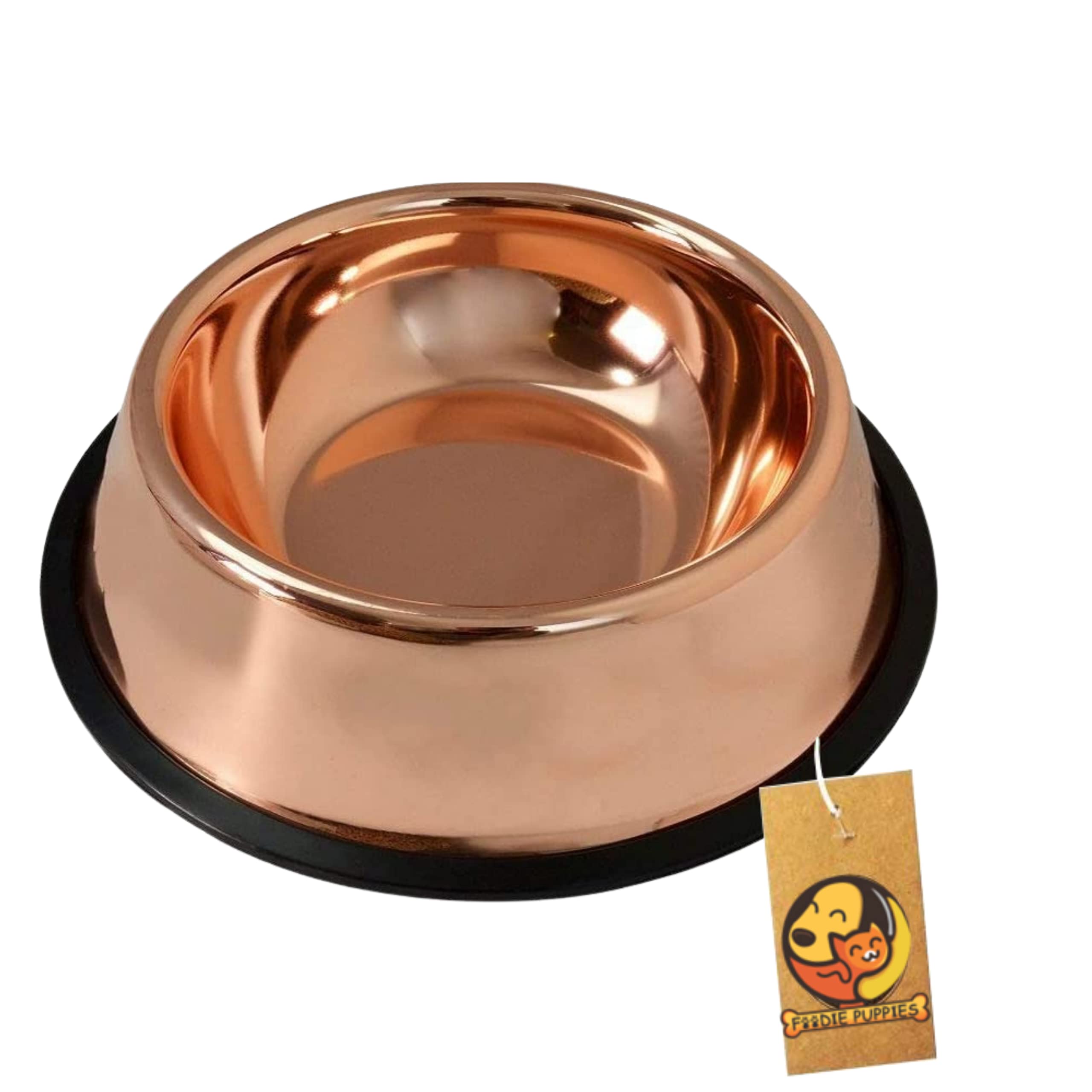 Foodie Puppies Stainless Steel Bowl for Dogs, Cats & Any Pets - 700ml I Non-Skid Rubber Bottom Food/Water Bowl I Non-Toxic & 100% Safe for Pets (Copper, Plain)
