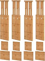 Vista 1 de Separadores de cajones de 4.4 pulgadas de alto con insertos, separadores de cajones de bambú para ropa, ampliables de 12 a 17.5 pulgadas