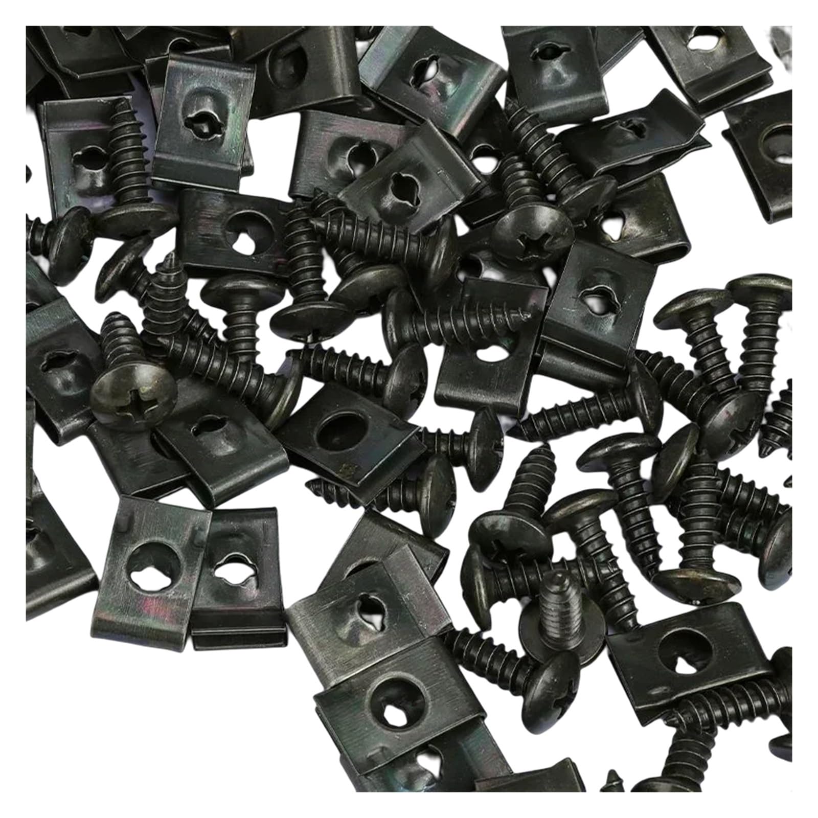 FDCSKINX Self Tapping Screws Fastener Clip for Car Motorcycle U-Type with Screw Protection Iron Sheet Kit(20pcs Clips)