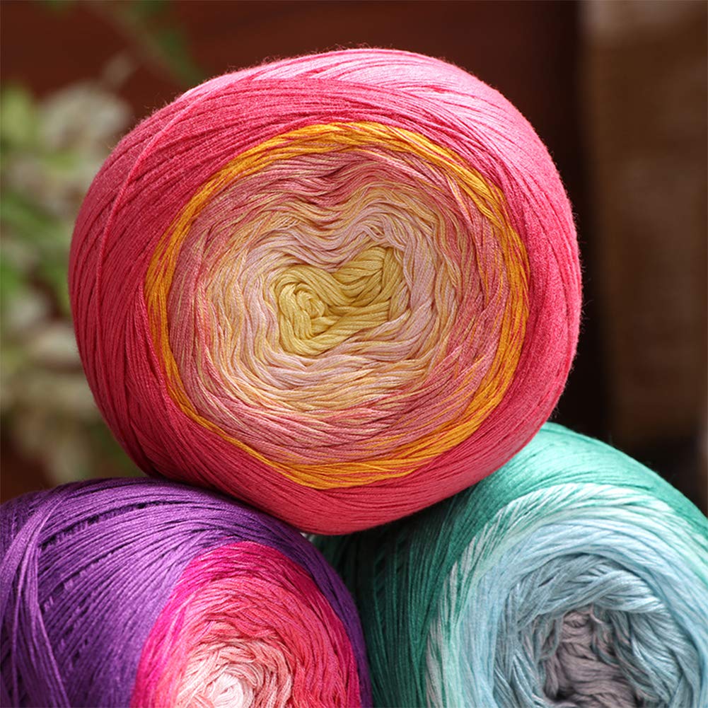 450G Segmento Tinti Cotone Mercerizzato Palle Filati da lavori a Maglia e Maglieria, 20 Gradiente Colori Disponibili, 1.2mm Medie Sottili Fili,07