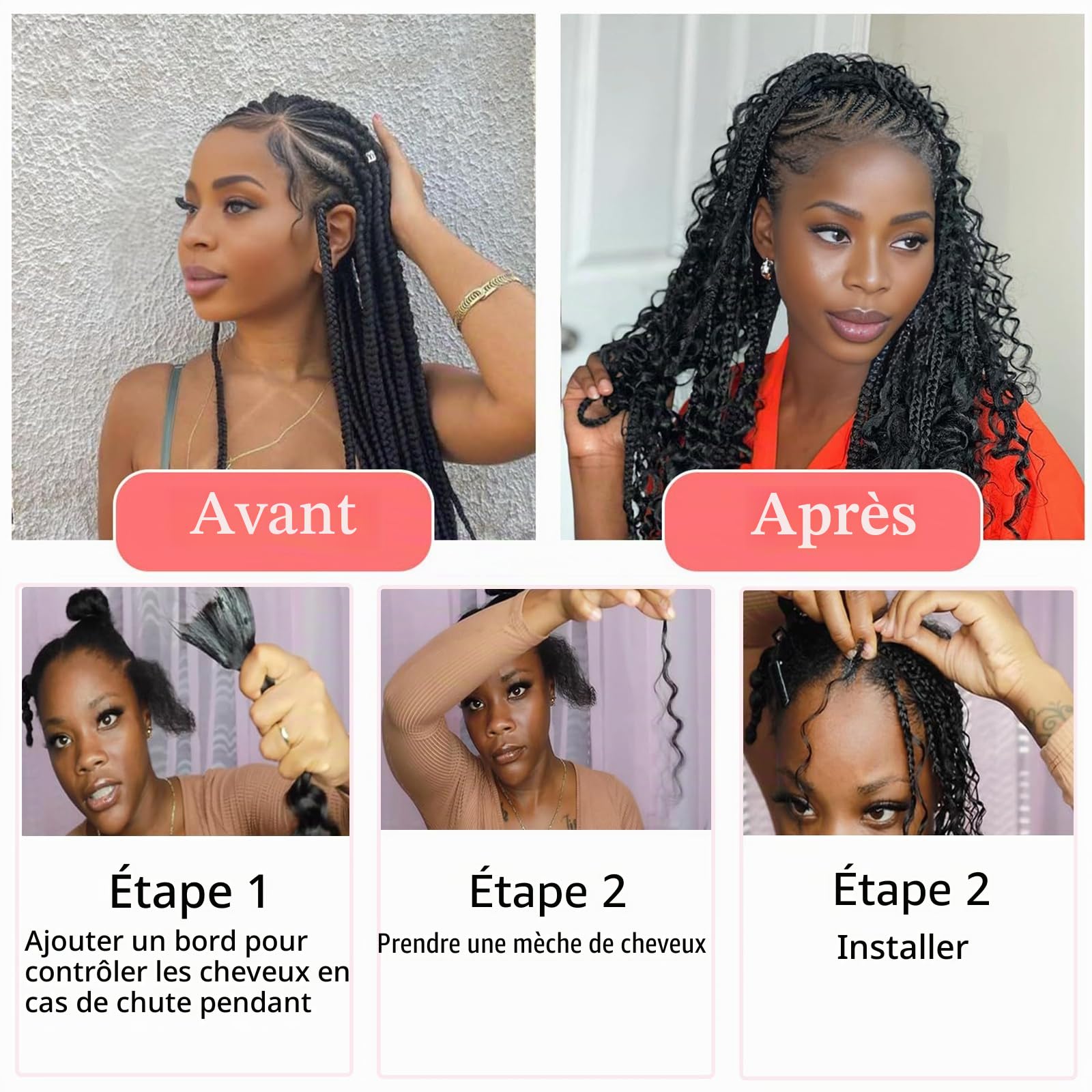 Lot de 2 extensions de cheveux humains ondulés pour tresser - 100 g - 100 % cheveux humains brésiliens non transformés - Sans trame - Couleur naturelle - 35,6 cm - 100 g