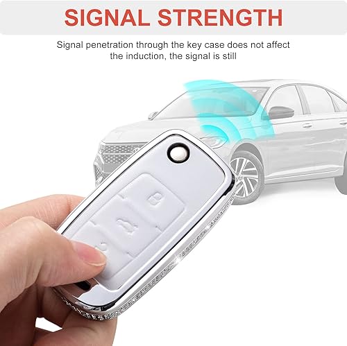 Miniatura 6 de Compatible con funda para llavero VW Volkswagen con llavero, Vw4-blanco