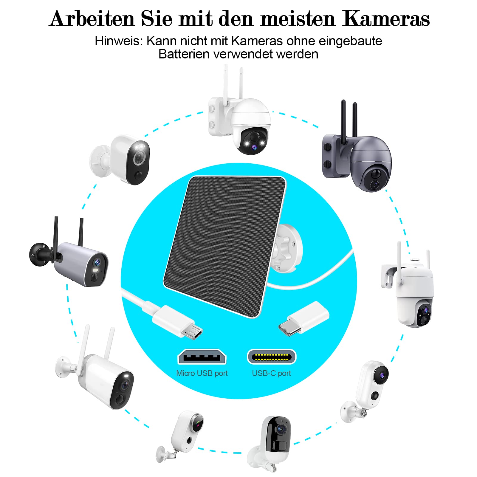 Solar Panel for Security Camera, 6W Solar Panel for Security Camera, Outdoor Camera, Doorbell and Outdoor Lighting with USB and Type C Connection, IP65 3m Cable, 360° Adjustable Bracket (2 Pack Solar Panel for Security Camera, 6W Solar Panel for Security Camera, Outdoor Camera, Doorbell and Outdoor Lighting with USB and Type C Connection, IP65 3m Cable, 360° Adjustable Bracket (2 Pack