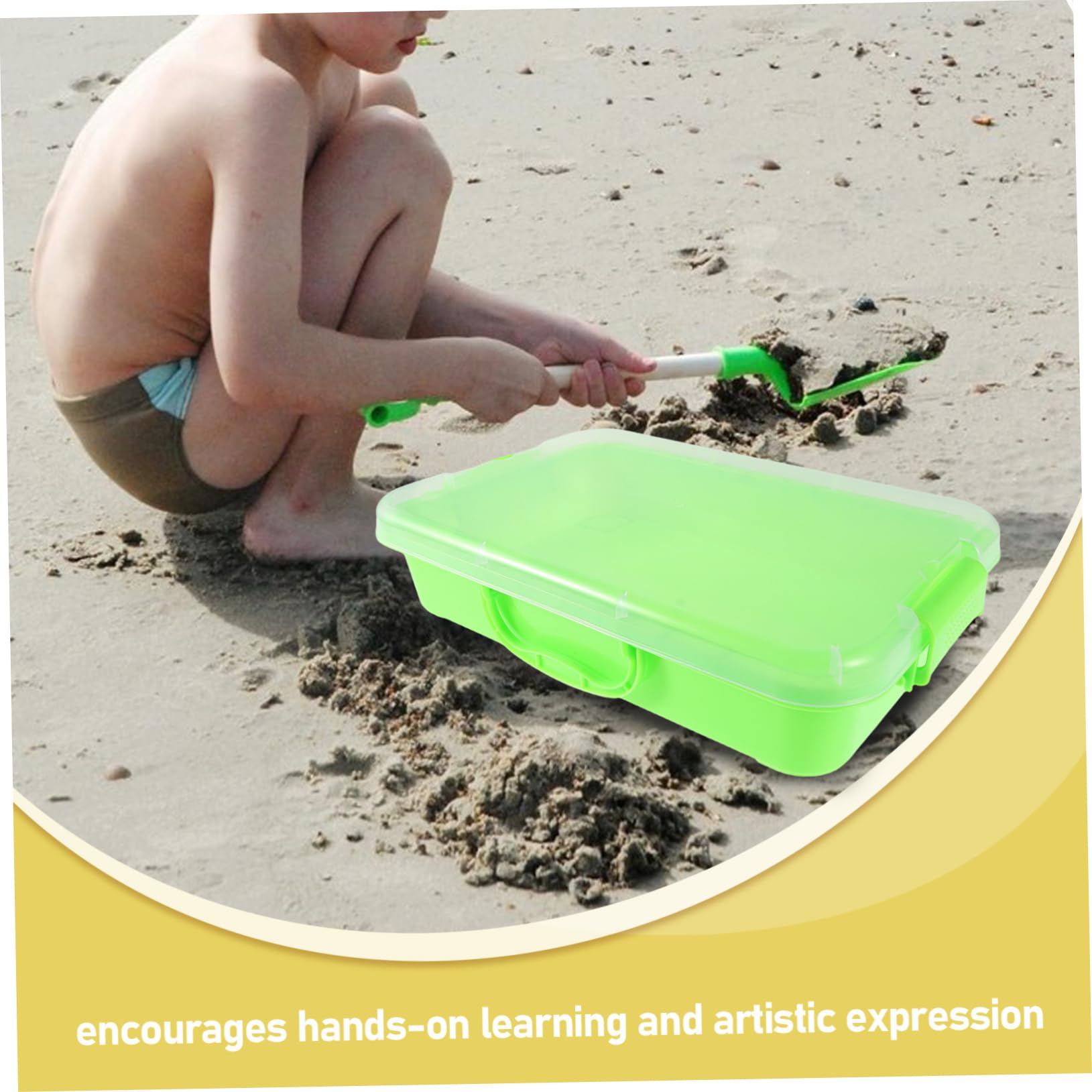 SUPVOX Bac À Sable en Plastique Plateau Sensoriel Portable pour Enfants Thème Espace avec Accessoires Boîte De Rangement Intégrée Jeux Créatifs Intérieurs Et Extérieurs 13.19 X 8.86 X 2.95 in