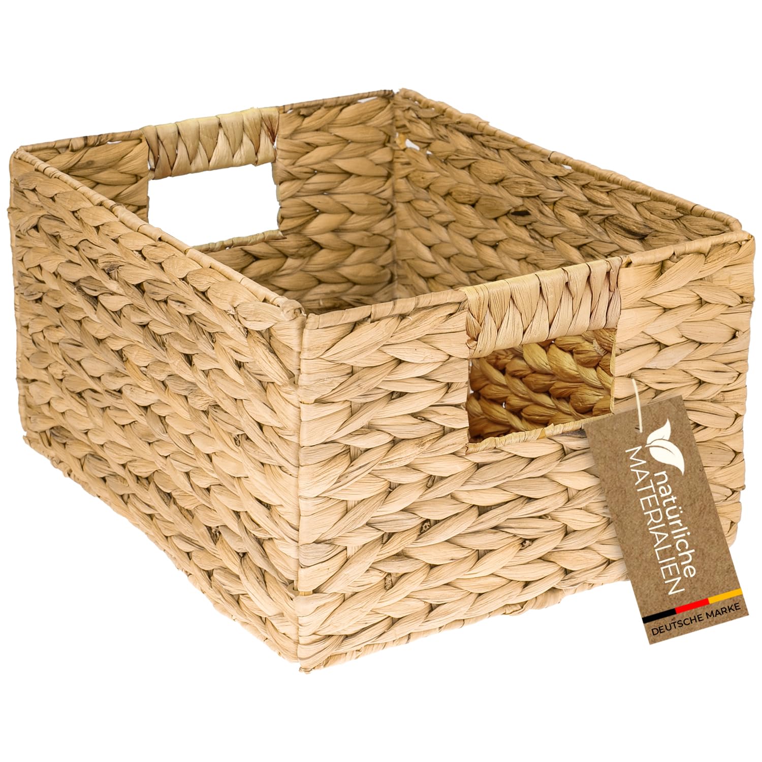 HMF Aufbewahrungskorb, faltbar, aus Wasserhyazinthe und Seegras, Größe L (36 × 28 × 20 cm)