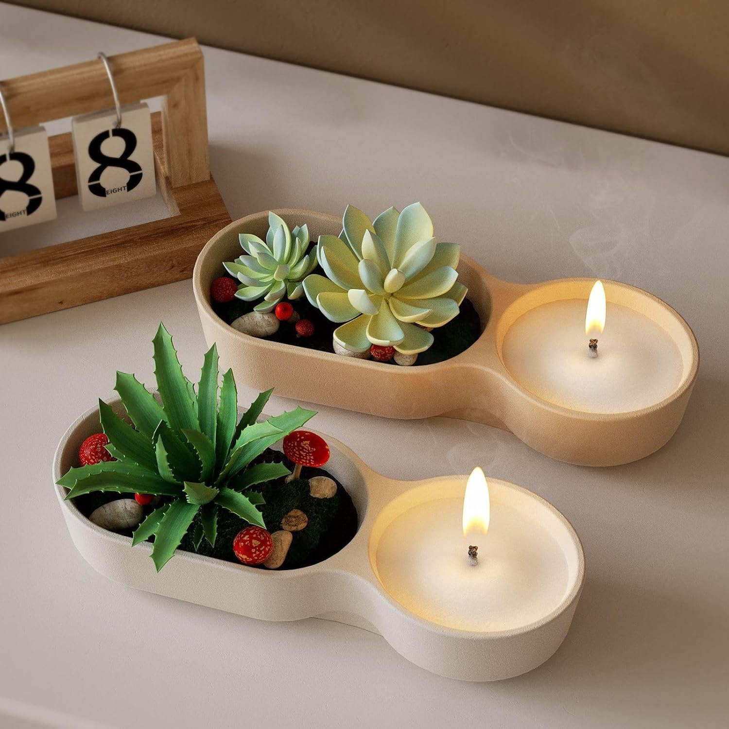 Double-Cup Concrete Flower Pot Silicone Mold Succulent Planter Plaster Cement Clay Mold Candle Jar Storage Box Epoxy Resin Mold