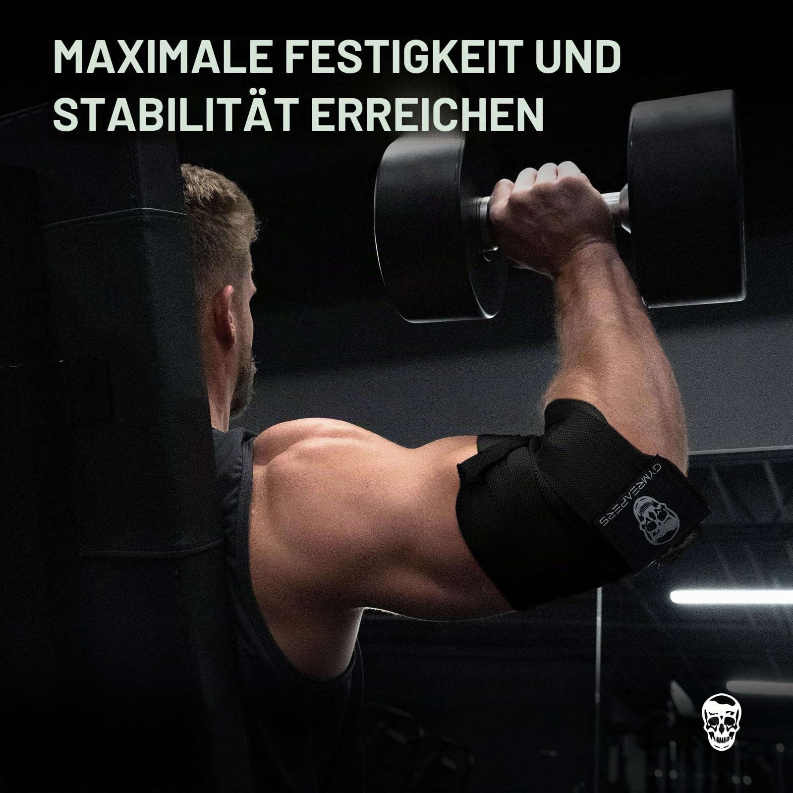 Gymreapers Gewichtheben, Ellenbogenbandage, flexibel, 101,6 cm, Ellenbogen-Kompressionsriemen und Gelenkbandage, für Bankdrücken, Powerlifting und Drücken (schwarz)