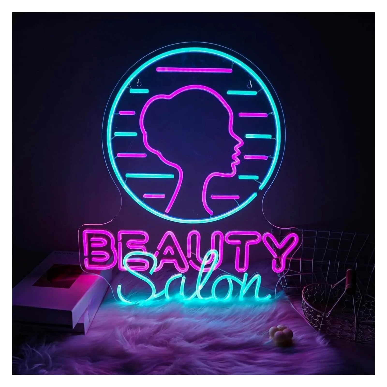 LEMST Signs Lamp Beauty Salon Neon Sign Light Dimmable USB Powered for Beauty Barber Salon Make Up Lashes Nail Decor 30cmx36cm