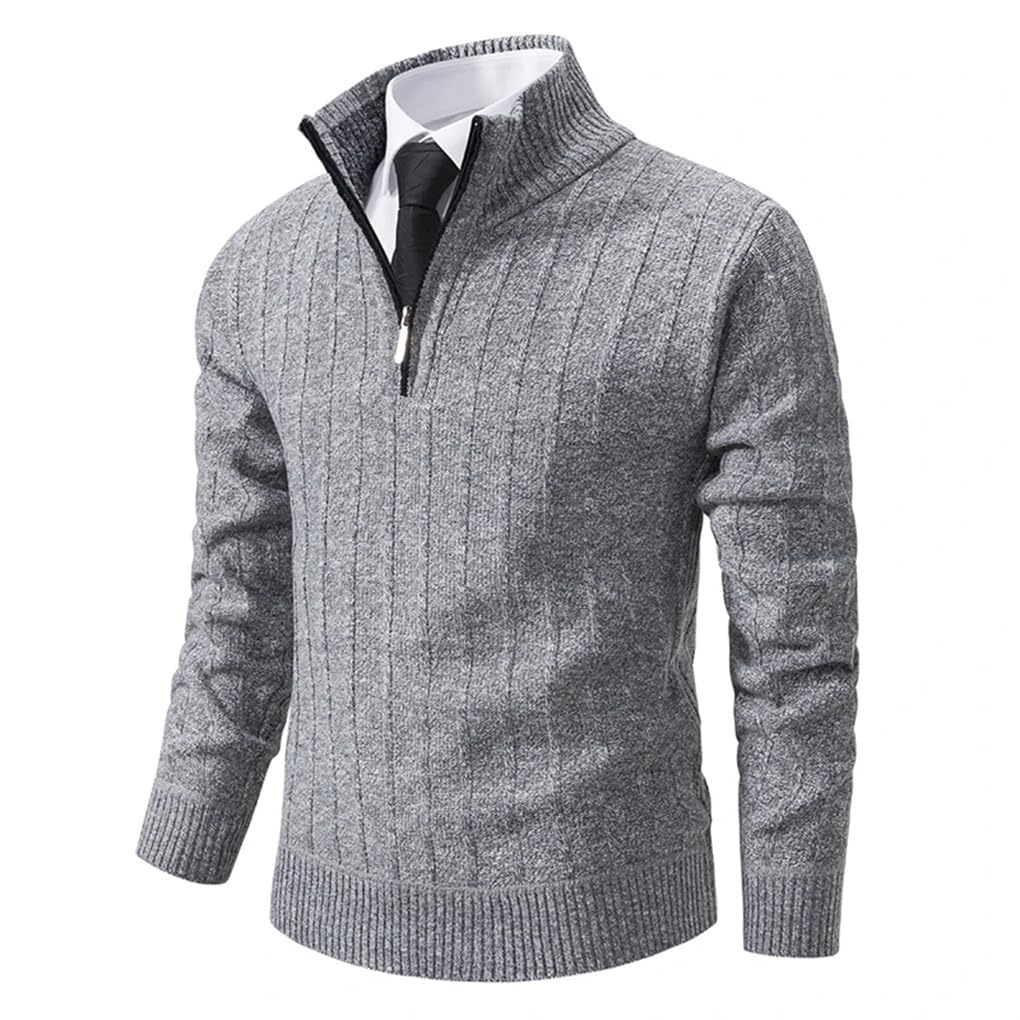 Dninmim Maglione da uomo a collo alto con mezza cerniera autunno inverno manica lunga casual maglioni in maglia pullover