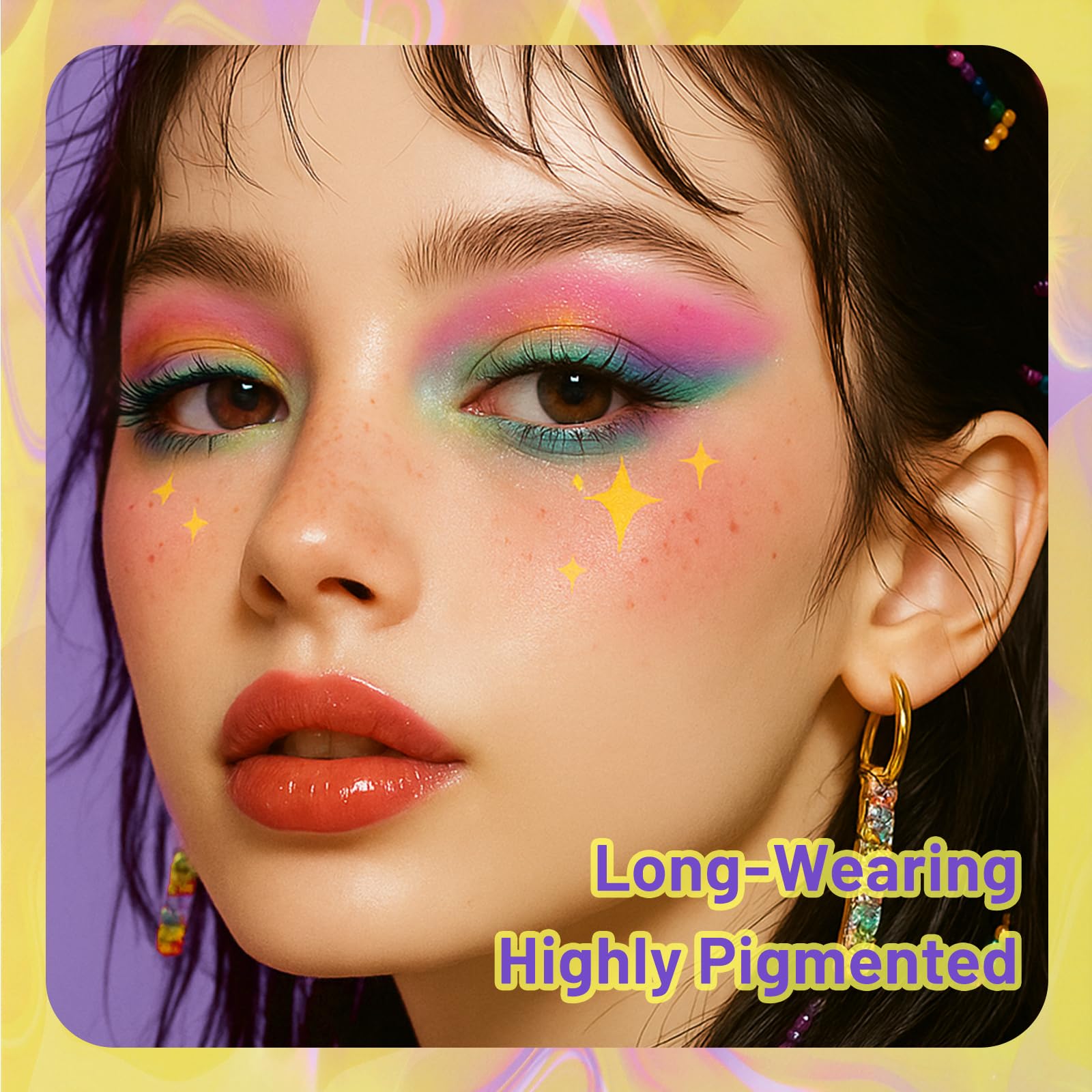 UCANBE 30 Colors Eyeshadow Makeup Palette, Bright Rainbow & Deep Neutral Tones, Matte Glitter Finishes, Highly Pigmented - Image 3