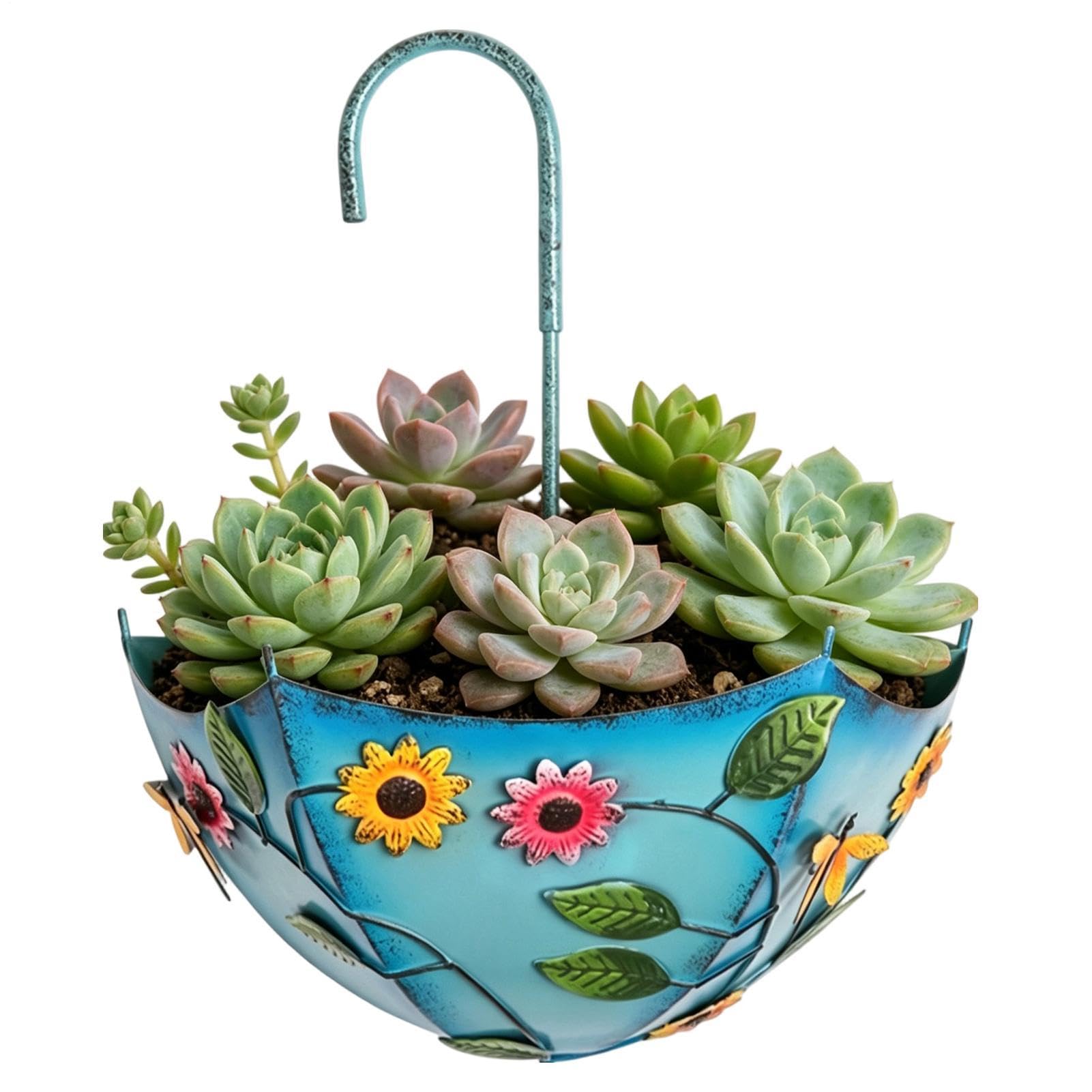 Jardinière en métal rustique pour plantes sans eau stagnante
