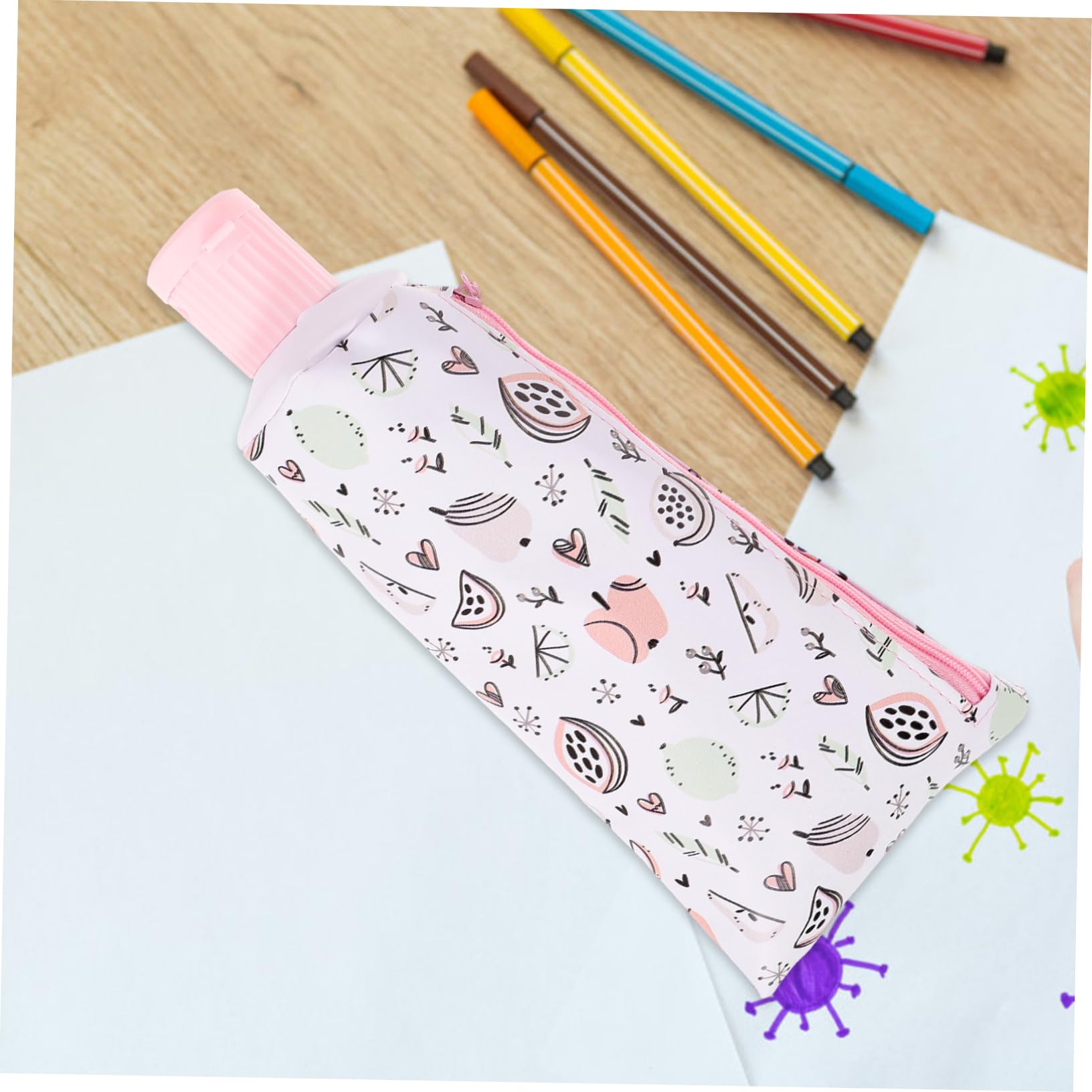 DOITOOL Trousse à Crayons Zippée en Cuir Portable et Multifonction, Design Compact et Cartoon, pour Ranger Stylos et Fournitures Scolaires Un Paquet à Dos