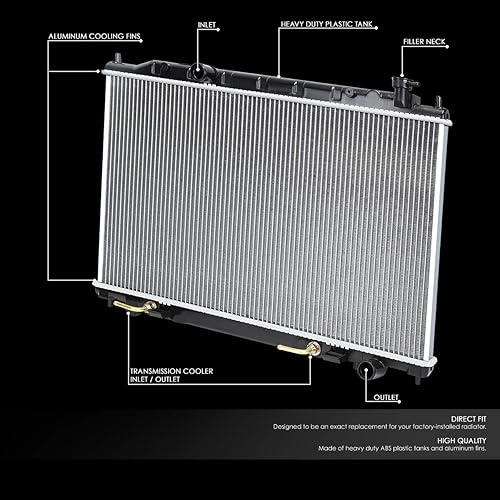Miniatura 8 de DNA Motoring OEM-RA-2215 Radiador de núcleo de aluminio completo estilo OE compatible con 98-04 FrontierXterra AT, 27-116 pulgadas de ancho x 17-12