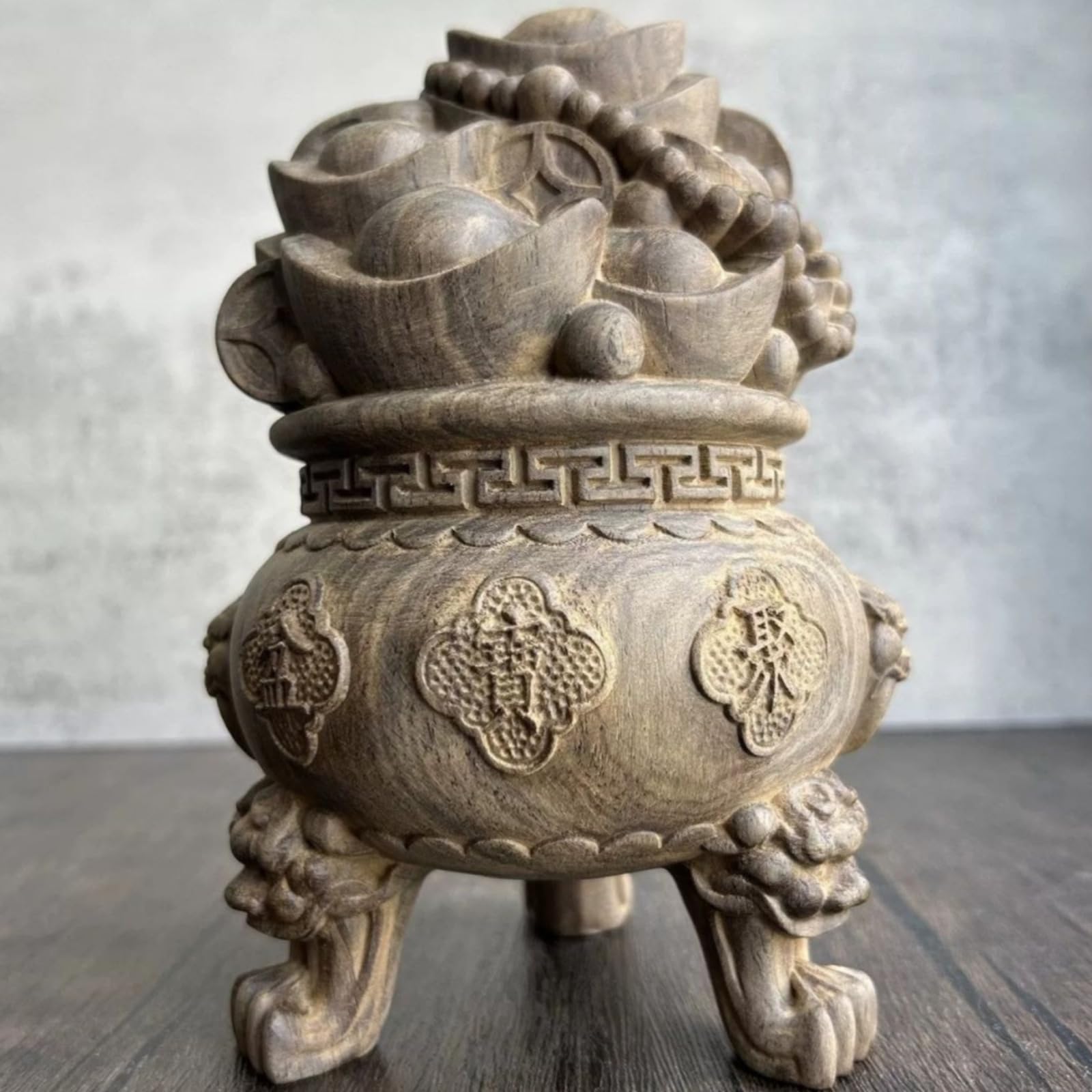 Aottsd Guanyin Statue Wood Carved Household Altar Worship Bodhisattva Decor 16Cm