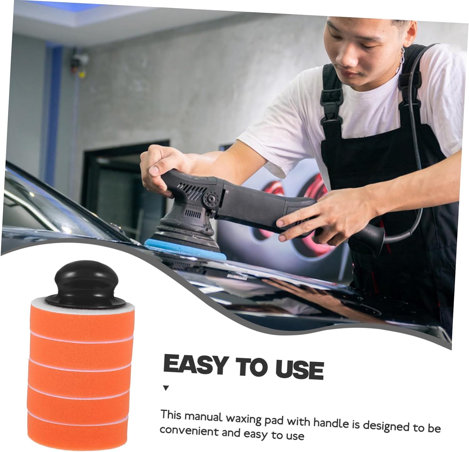 Gatuida Car Waxing and Polishing Pad Set with Handle Kit for Hand Polishing Includes Handle and Buffing Sponge Pads for Automotive Wax Application and Finishing