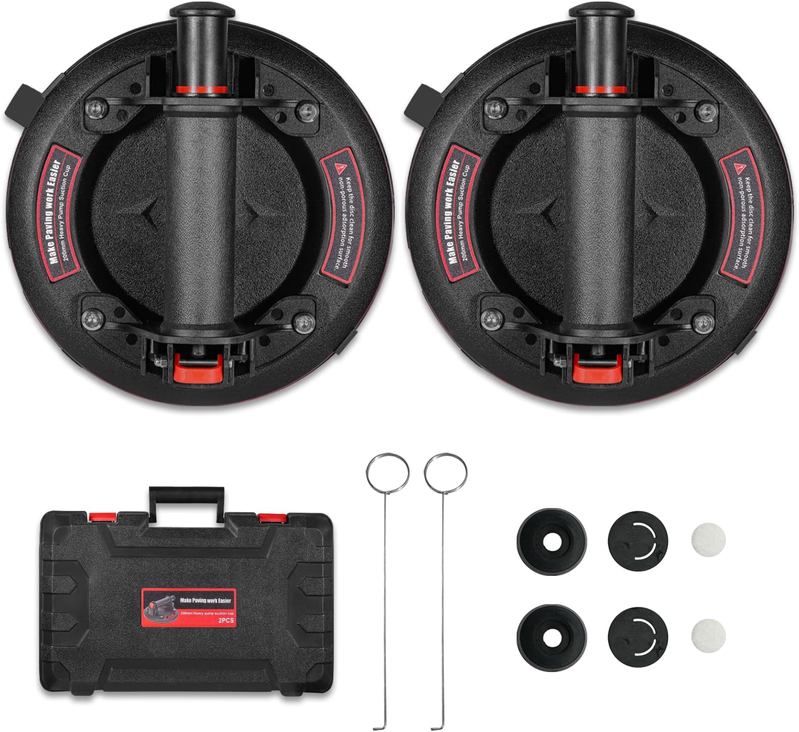 8 Inch Glass Suction Cups 2-Pack - Heavy Duty Vacuum Lifters, 480lb Capacity With Air Pump For Windows & Tiles