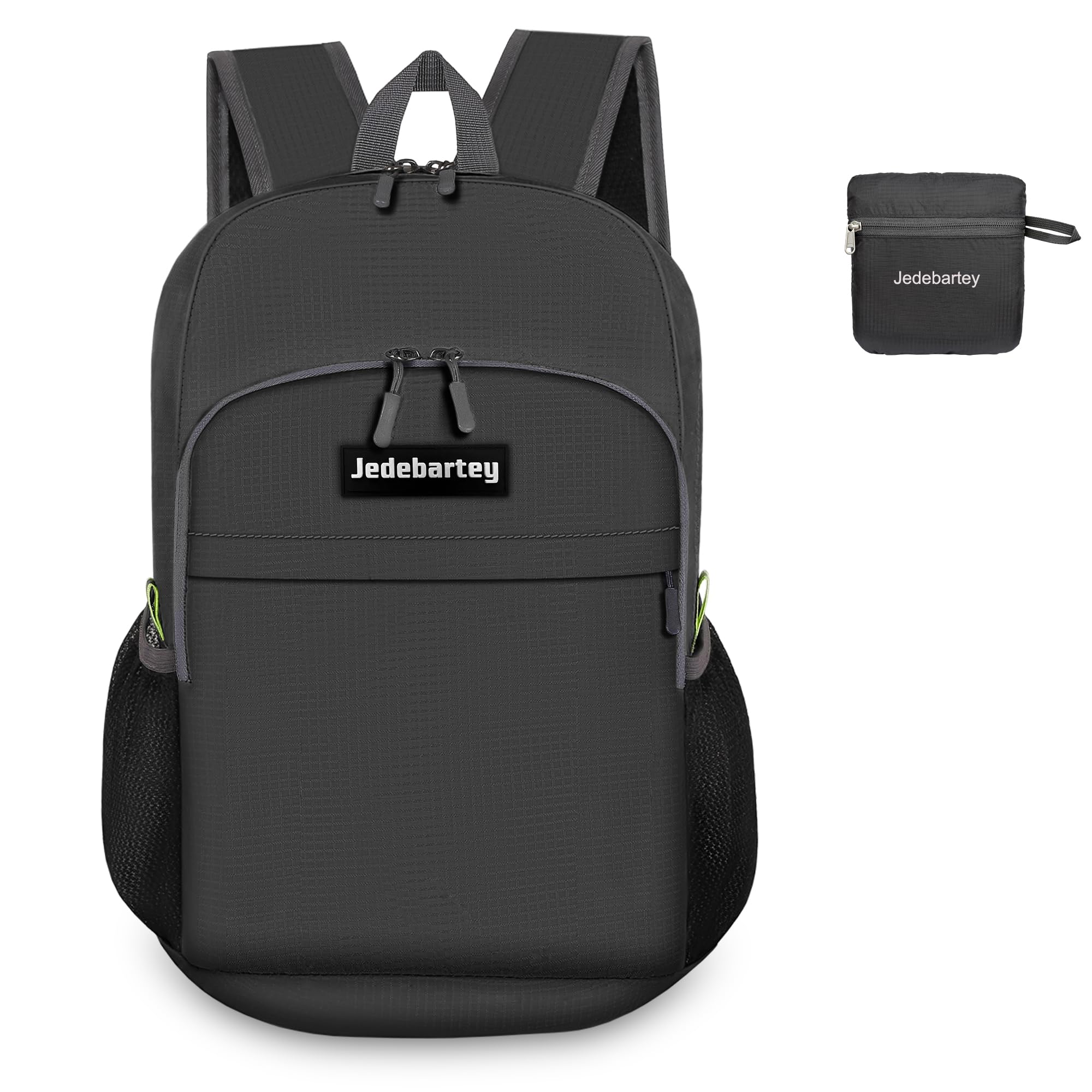 Jedebartey Rucksack, 20L Ultra Lightweight Backpack Foldable Hiking Daypack Small Travel Day Bag for Men Women Kids Outdoor Sports Camping Mountaineering Walking Cycling Climbing (Black)