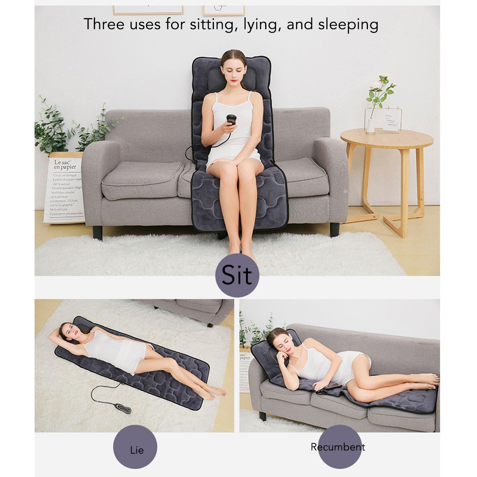 Fabater Ganzkörpermassagematte Massagesitzkissen mit Wärme, 10 Vibrationsmotoren und 9 Massagemodi, Massagegerät für Nacken, Rücken, Oberschenkel, Beine, Geschenke für Papa, Mama