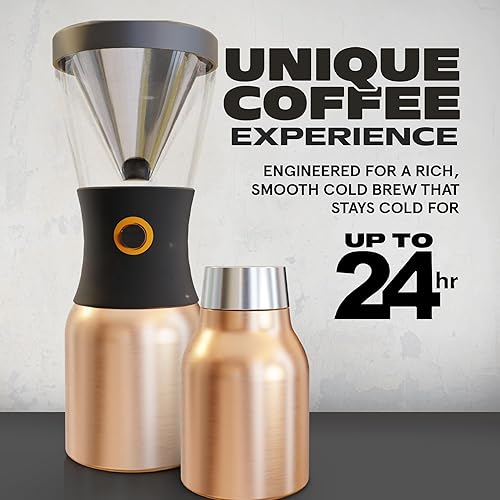 Miniatura 10 de Asobu Coldbrew - Cafetera portátil con aislamiento al vacío de acero inoxidable de 34 onzas, jarra 188 sin BPA (plateado)