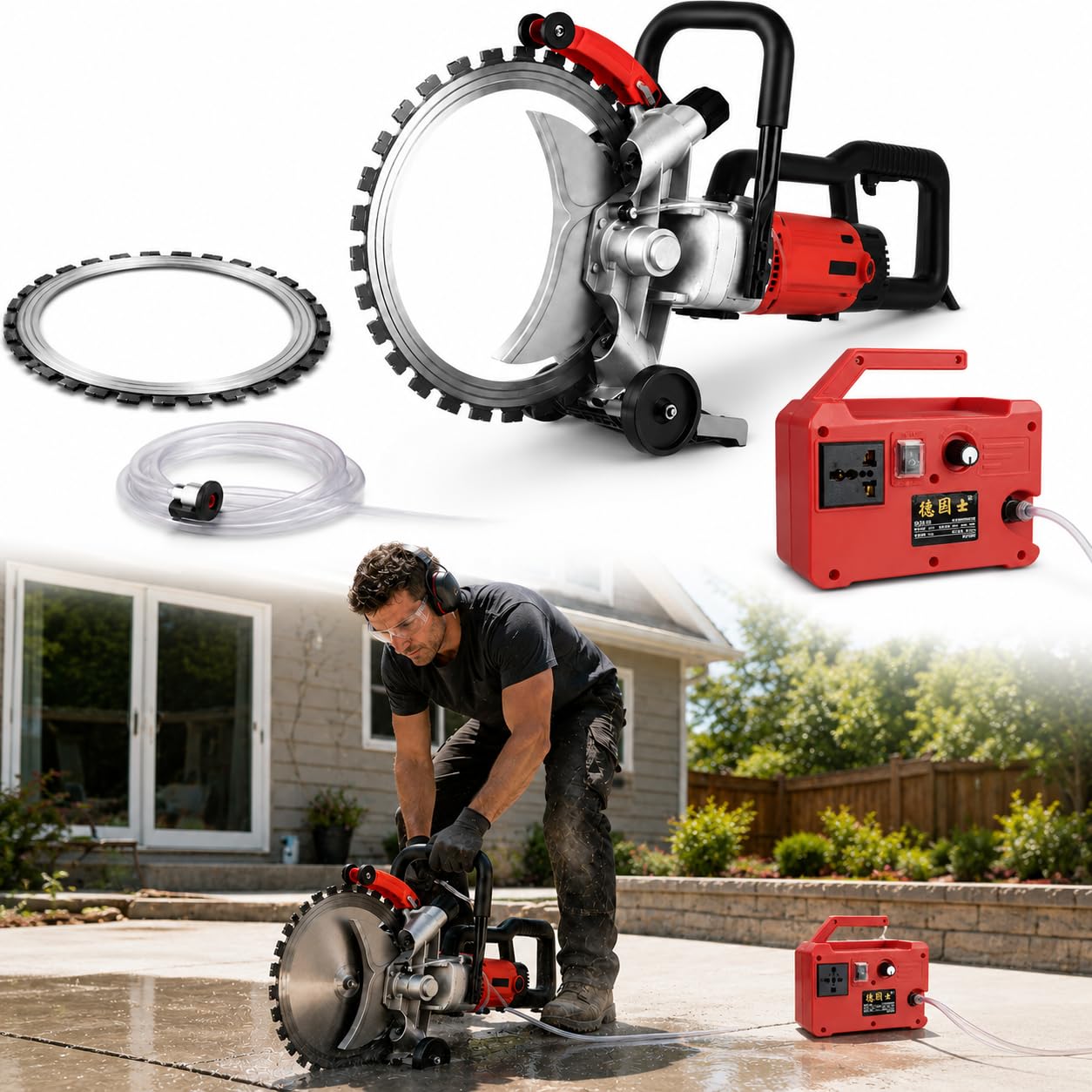 forplubossmmp Ring Power Cutter Saw,Concrete Ring Saw,12000w Power,Maximum Cutting Depth 11.4 Inches, Comes With A Water Pump, Suitable For Brick, Concrete, Marble And Reinforced Concrete