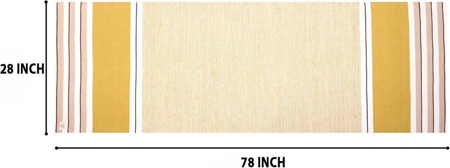 MELLOWBUFF Hand-Woven Cotton Yoga Mat – 100% Natural Cloth Yoga Rug for Hot Yoga, Exercise, Workout, Fitness & Meditation – Absorbent, Washable Yoga Rug, 78 x 28 Inches