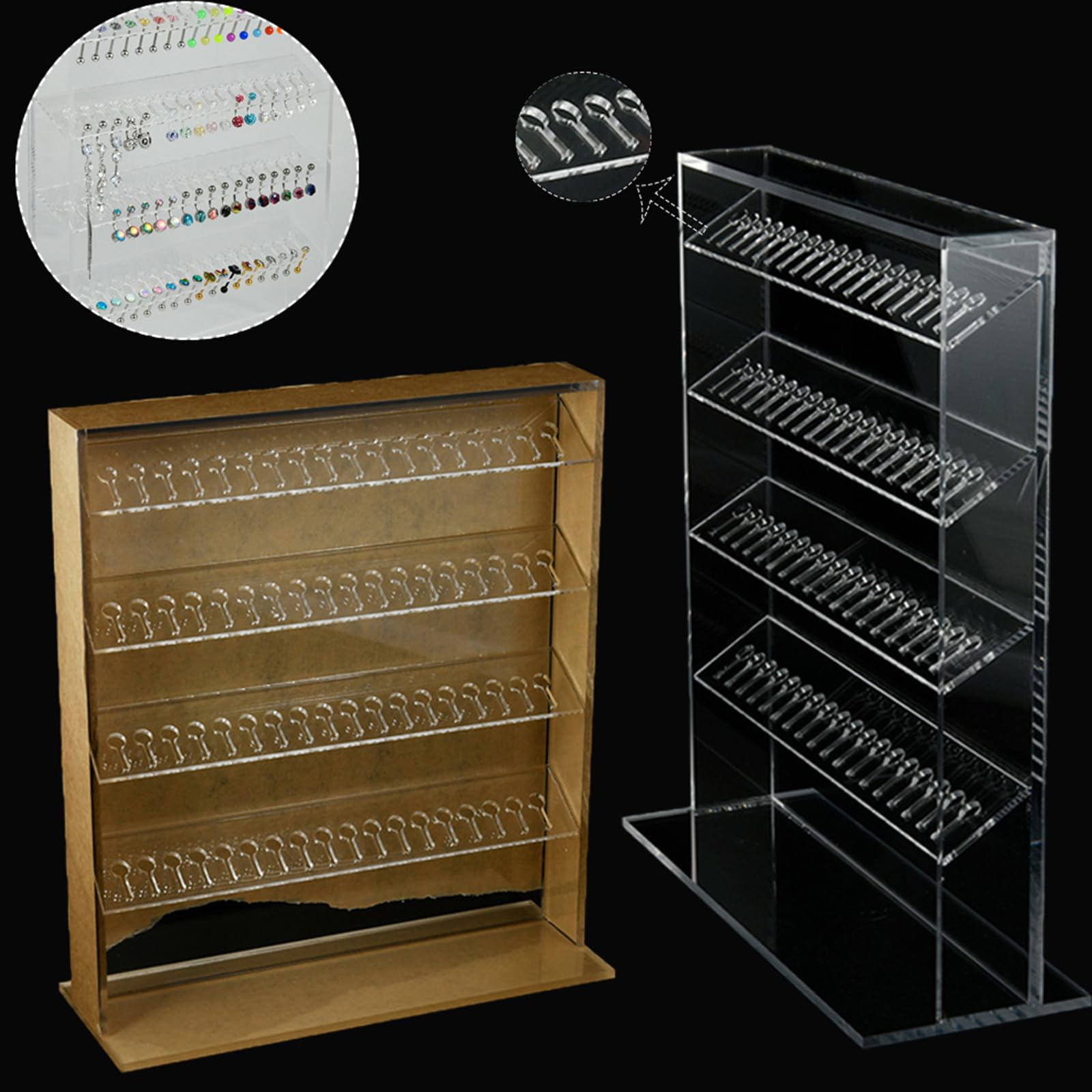 Pannello espositivo per Accessori Trasparenti Eleganti per Orecchini e collane Pannello espositivo per Gioielli Multistrato in Acrilico