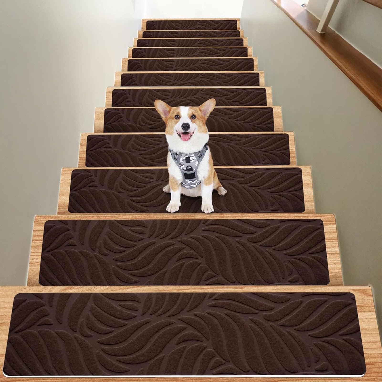Paquete de 15 peldaños antideslizantes para escaleras, lavables y extraíbles para escalones seguros, perfectos para niños, personas mayores y mascotas, 76 x 20 cm, antideslizante