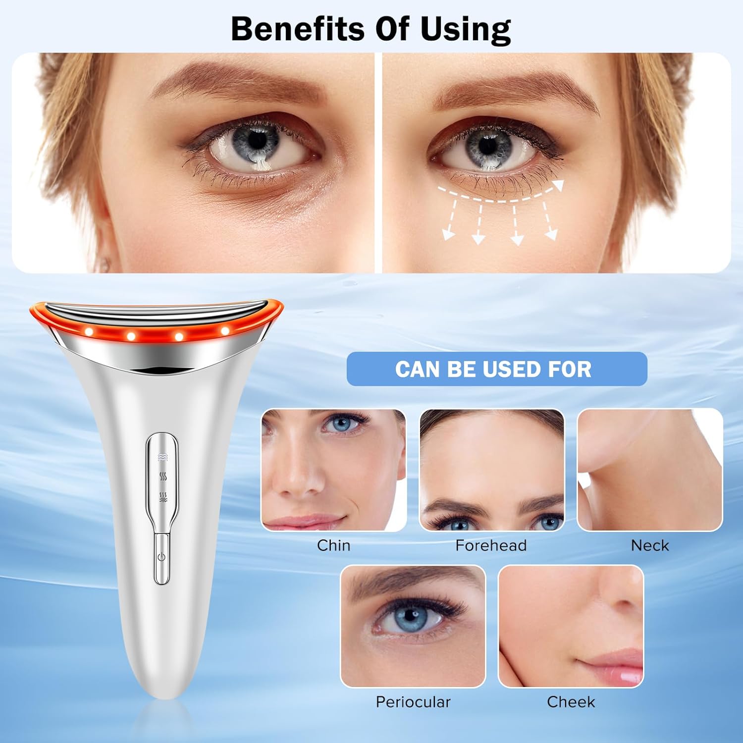 Facial Massager Face Lifting Device, Red-Light-Therapy-for-Face and Neck, Face Massager with 7 Color Face Toning Devices (White)