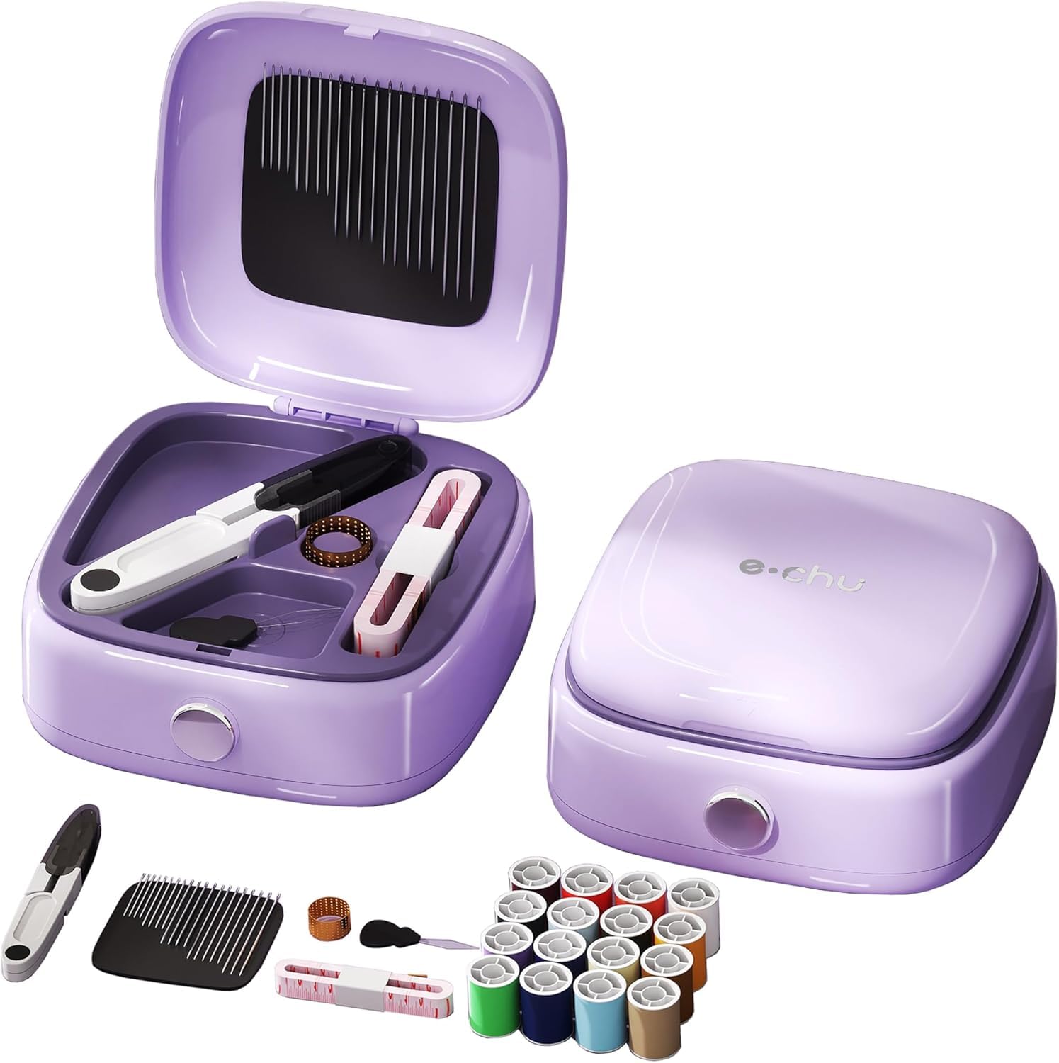 Simois Sewing Kit Magnetic, Portable Sewing kit Box Sewing Supplies Accessories with 16PC Thread Spool, DIY Sewing Supplies Organizer Plastic Sewing Box, Suitable for Travel Home (Pack of 1, Purple)-image-32