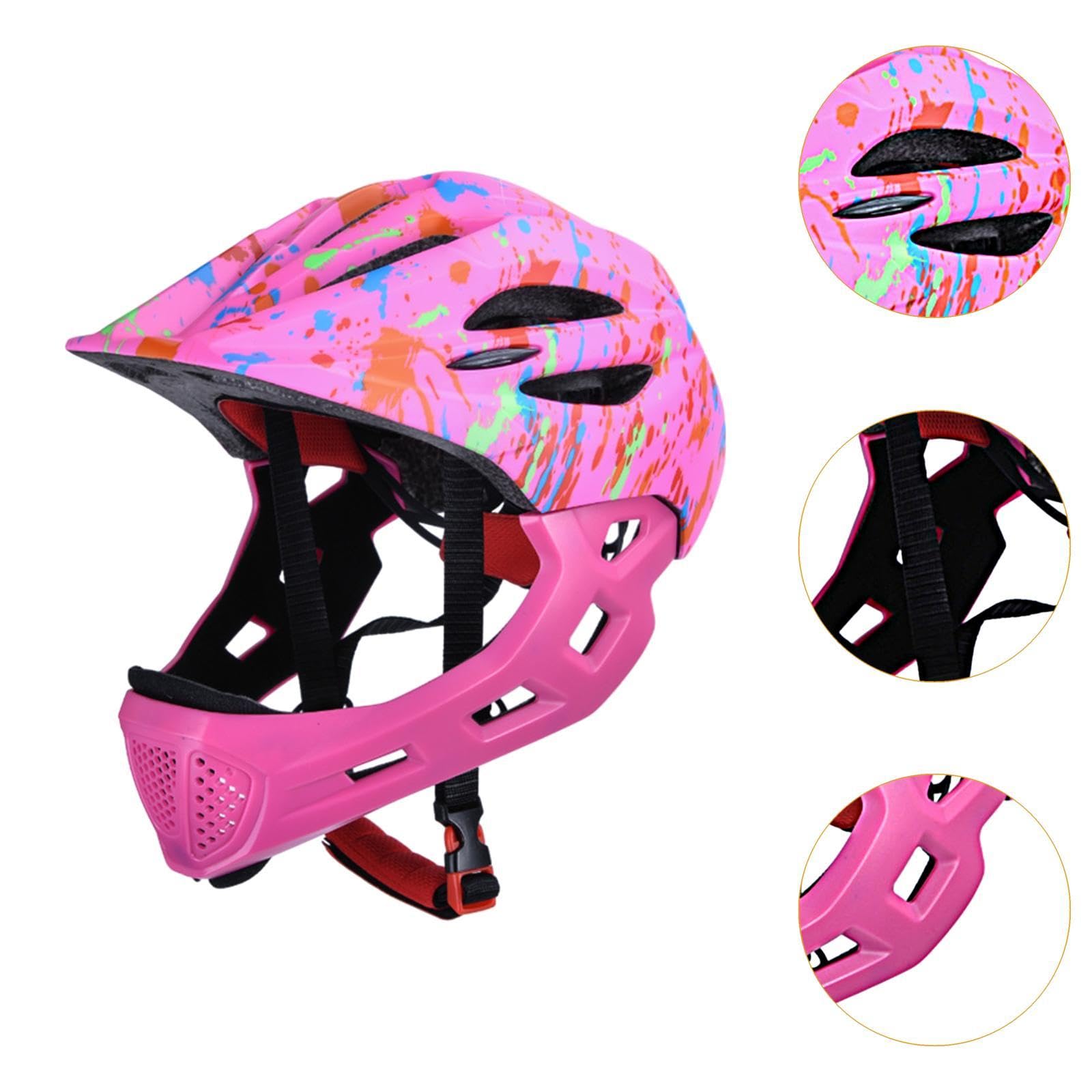 Casque de vélo, Casque Intégral Multi-Sports pour Enfant, avec Éclairage LED, pour Vélo, Trottinette, Skate et Roller, Taille Réglable 46-53 cm, Design Graffiti et Confort Respirant