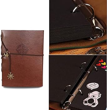 Album Photos Scrapbooking Diy Vintage Adhesif Pages Noires Cuir Cadeau Noel Saint Valentin Anniversaire Mariage Cadeaux Original Femme Maman Enfants Amazon Ca Home