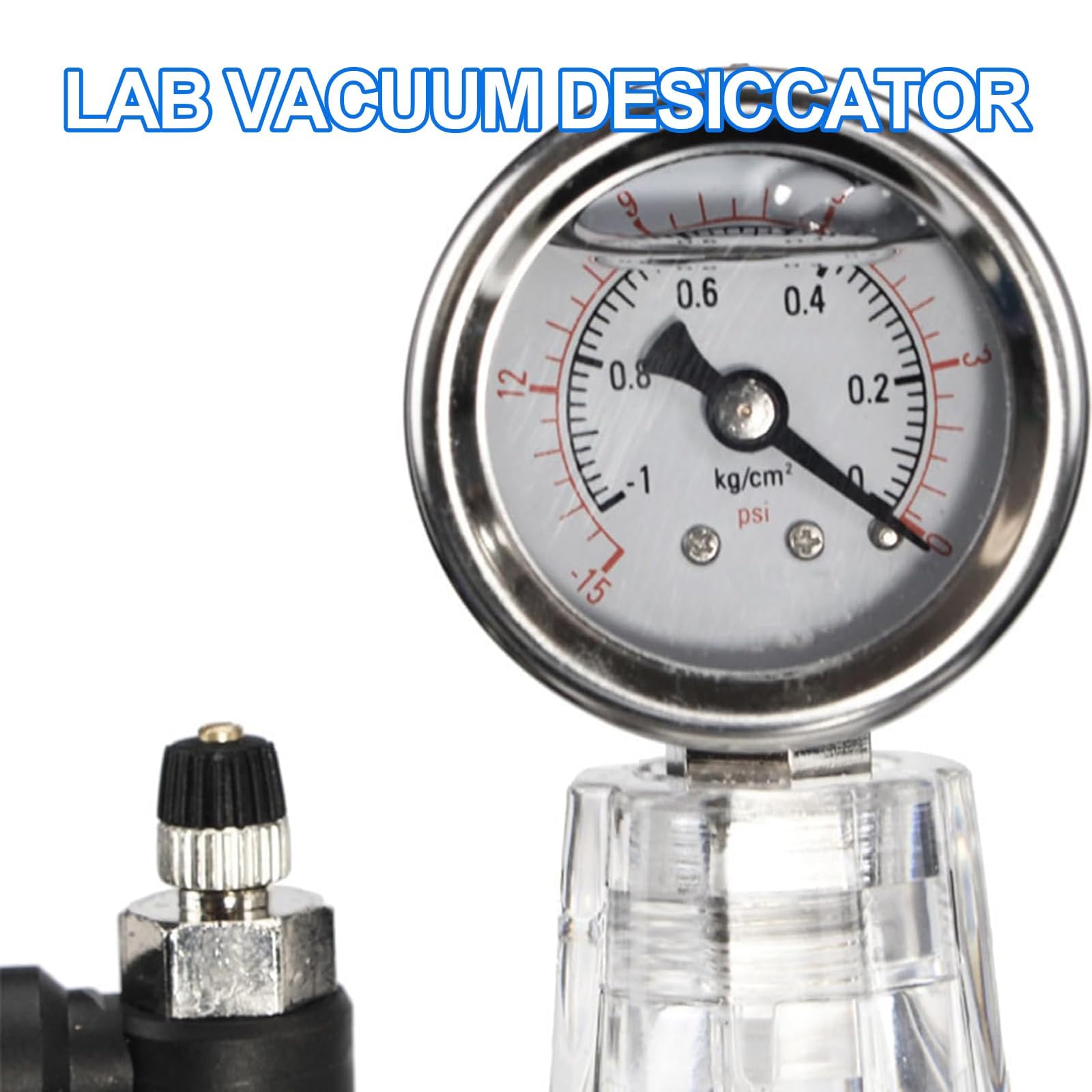 Labor-Vakuum-Exsikkator mit Doppelventilen & Manometer, breiter Temperaturbereich -25 °C bis 120 °C, Glasbehälter für Vakuumtrocknung & feuchtigkeitsempfindliche Lagerung