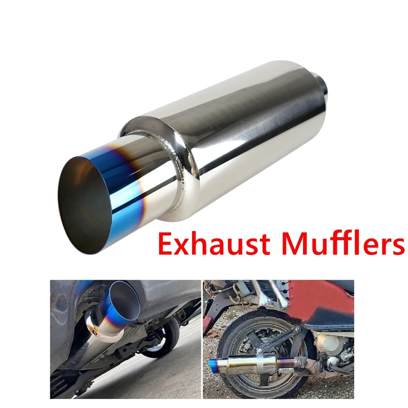 Auto Tłumik wydechowy Uniwersalny 2" wlot 3" wylot rura wydechowa tłumik ze stali nierdzewnej motocykl części samochodowe tłumik rura wydechowa części samochodowe Rura wydechowa samochodu