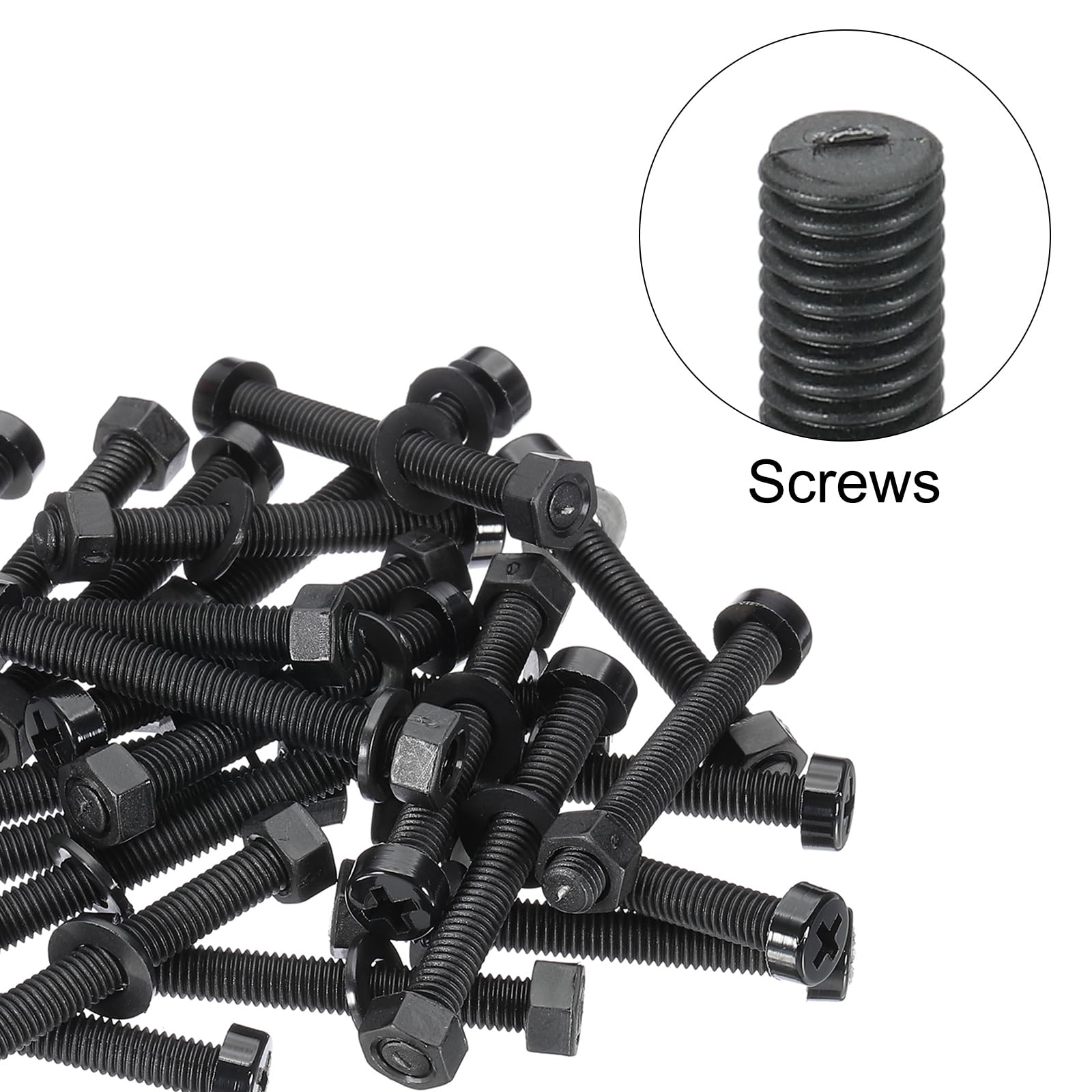 PATIKIL M5x40mm Black Nylon Bolts Plastic Nuts Full Thread Head Screws, 24 Pcs, M5*40mm - Image 4