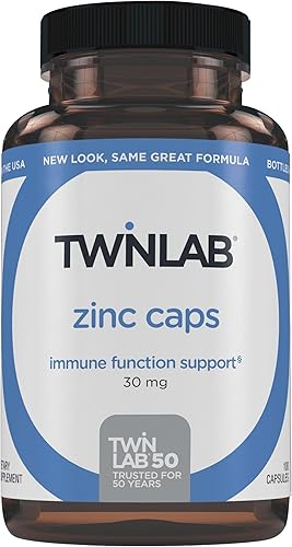Twinlab Zinc Caps - Apoyo inmunológico, metabolismo, cuidado de la piel, 100 cápsulas