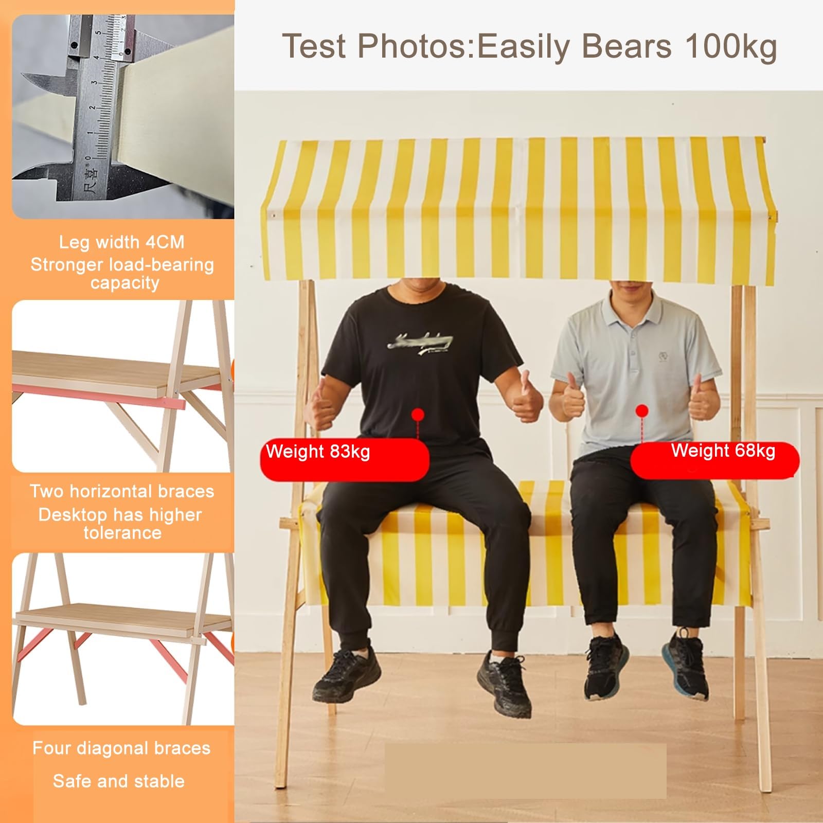 Carrello da pranzo portatile con tettuccio parasole, carrello da mercato all'aperto con ruote, espositore in legno, per mercato agricolo, picnic, barbecue, 120 cm