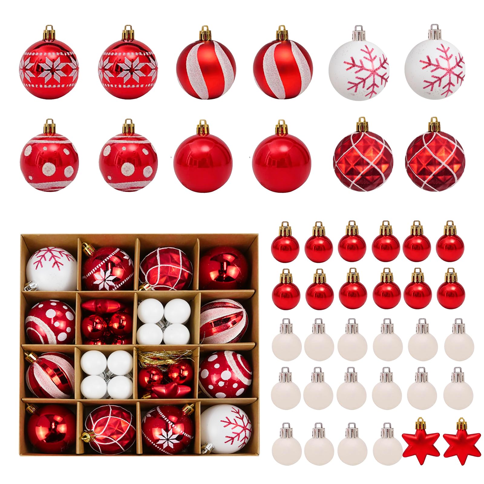 MytaYt 42 Piezas Bolas de Navidad Rojas y Blancas Adornos Árbol de Navidad Bolas Arbol de Navidad 6cm Bolas Navidad para Decoracion Arbol Navidad Conjunto De Decoracion Arbol Navidad