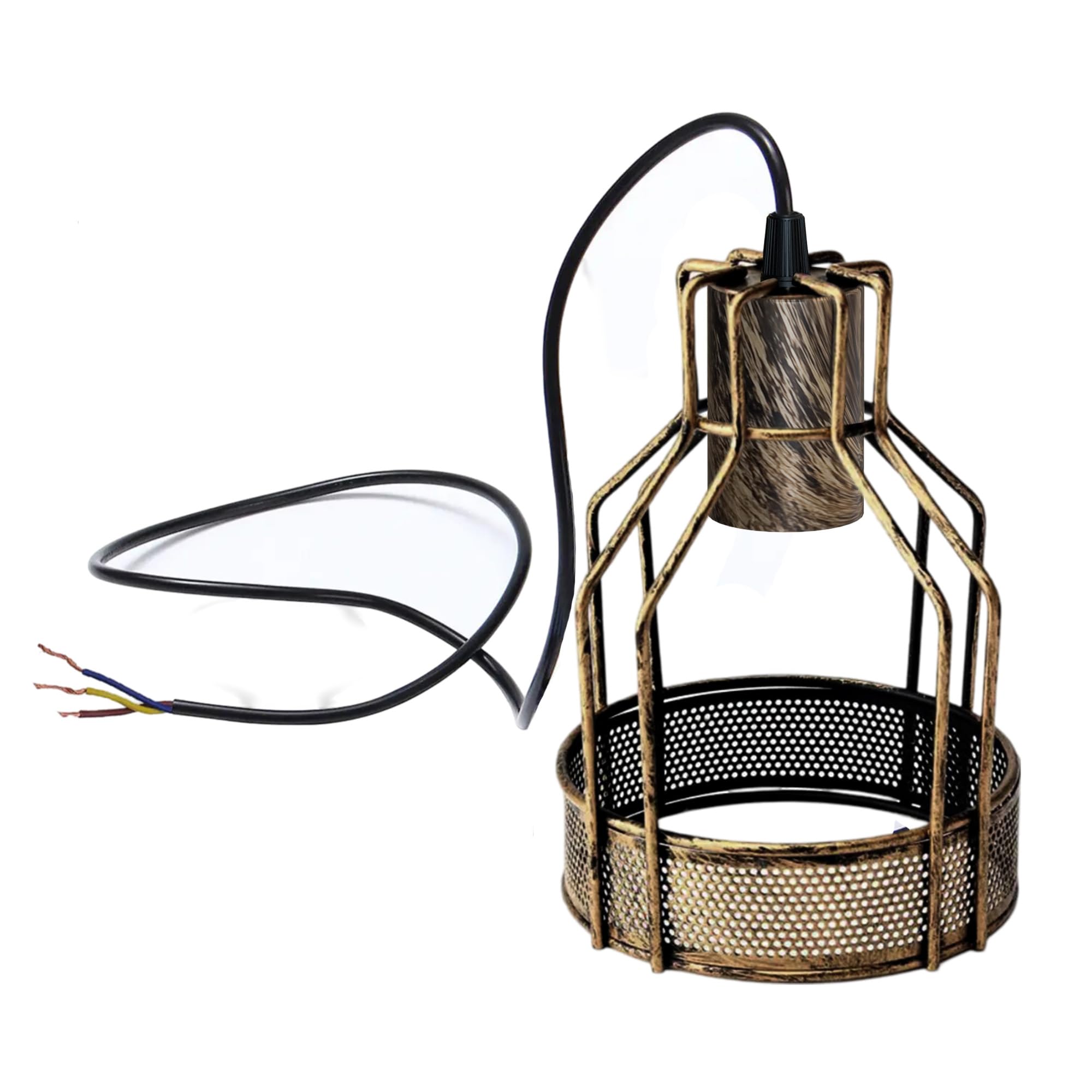Retro Vintage Industrial Cage Metal Lamp Shade Kitchen Bedroom Dining Room Guestroom and Living Room (Brushed Copper)