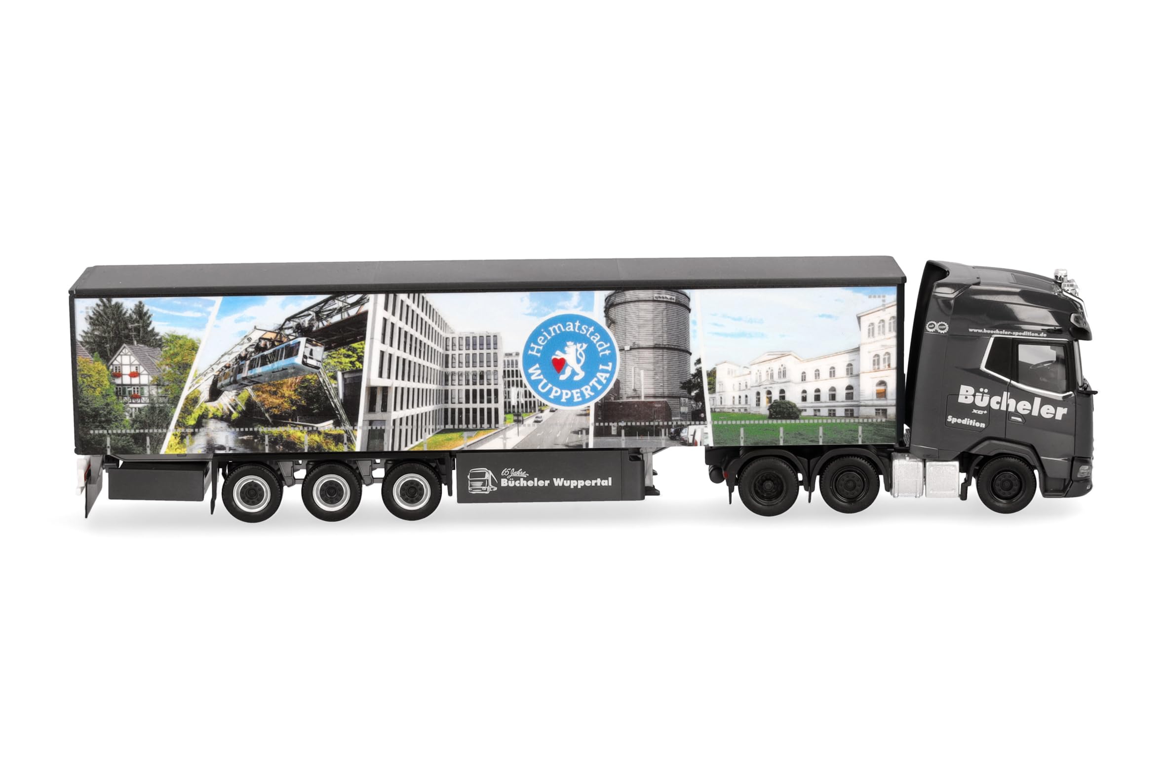Herpa camión en Miniatura DAF XG+ (6x2) tráiler con Lona Bücheler Wuppertal, Miniatura a Escala 1:87, Pieza de colección, Fabricado en Alemania, plástico