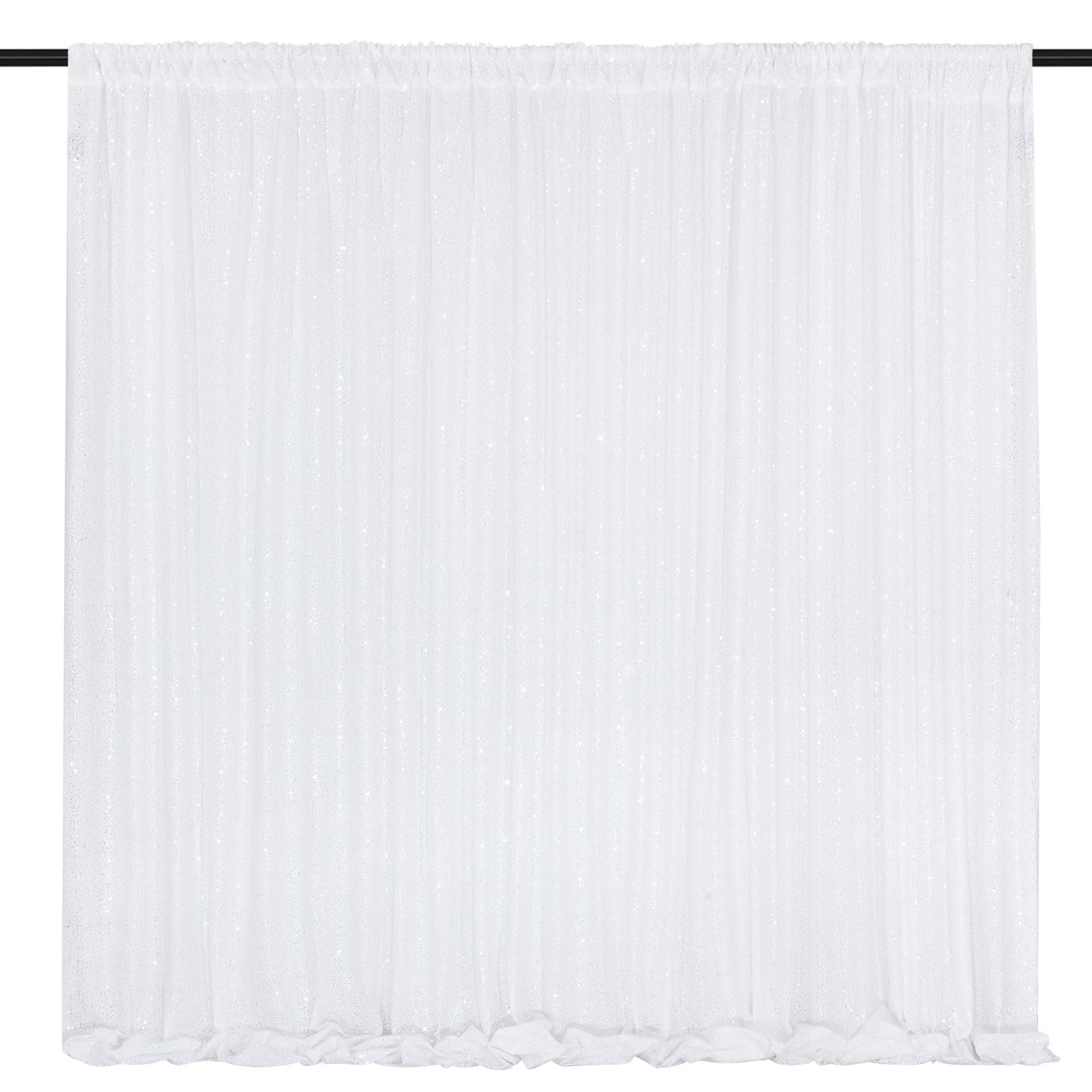 White Sequin Backdrop Curtains 2 Pcs 5FTx10FT Glitter Background Sparkly Party Backdops for Wedding Stage Photography Decorations