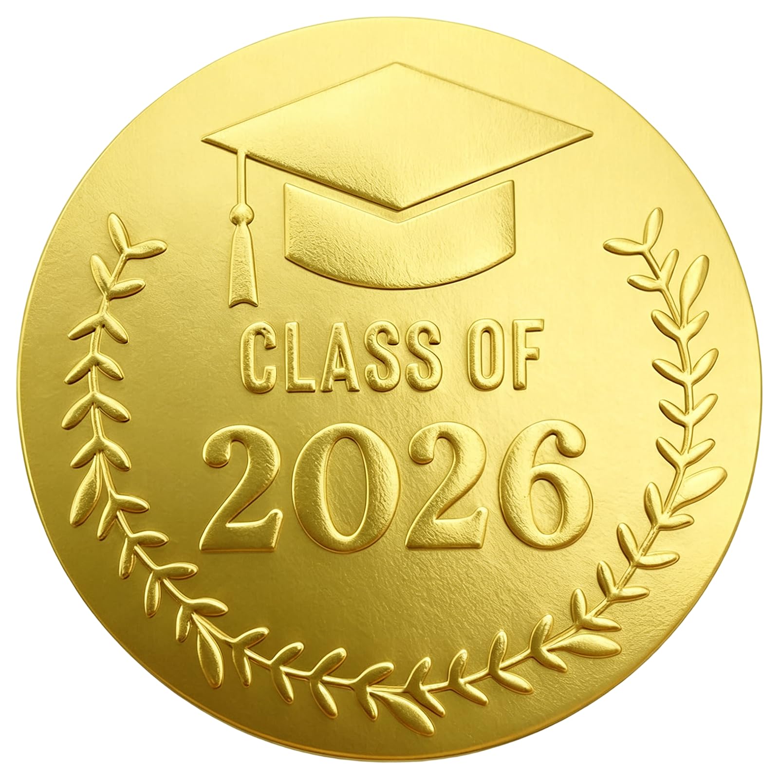 120 Pack Class of 2026 Graduation Stickers, Gold Foil Embossed Labels for Graduates, 1.5 Inch Round Graduation Party Favors Sticker for Envelope Seals Cards Invitations
