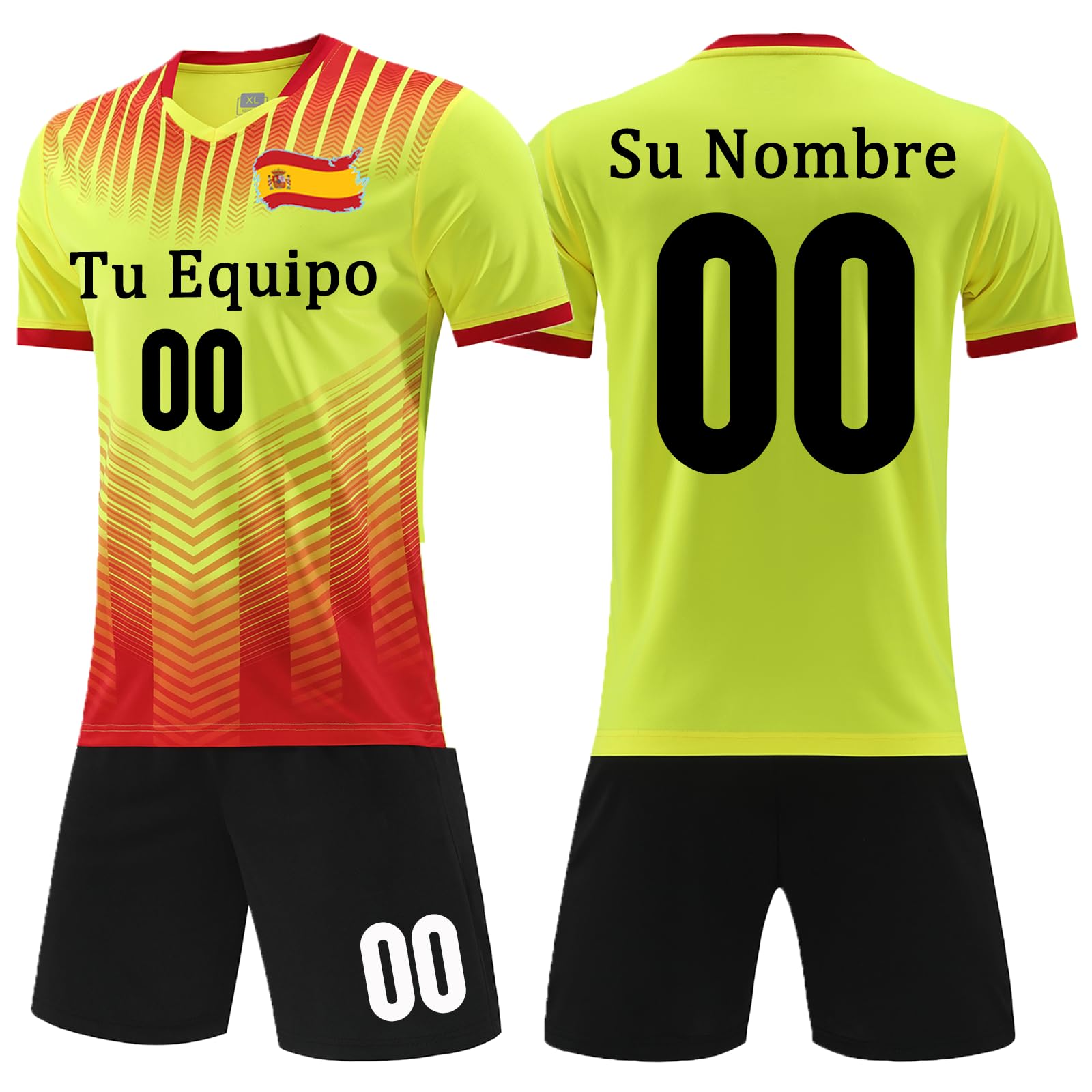 Genérico Española Personalizadas Camiseta de Fútbol Niños Unisex Niños y Adultos con Nombre y Número Ropa Futbol Niño Infantil/Adulto Temporada 2024-25 - Replica con Licencia