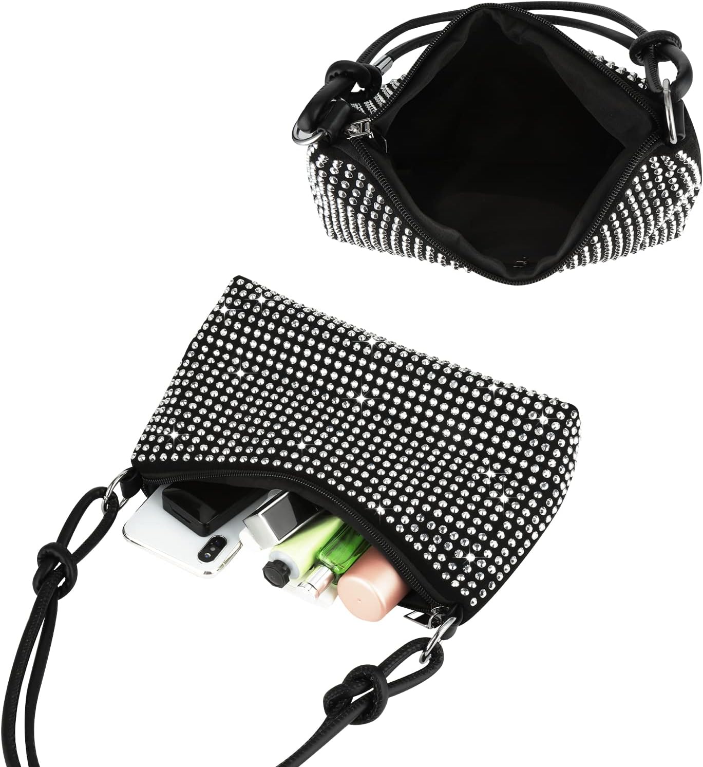 Clutch Purse for Women, Sparkly Hobo Bag, Stud Rhinestone Shoulder Bag, Bling Crossbody Handbag, Chic Money Hand Bag for Date, Party, Prom, Coocktail - Image 3